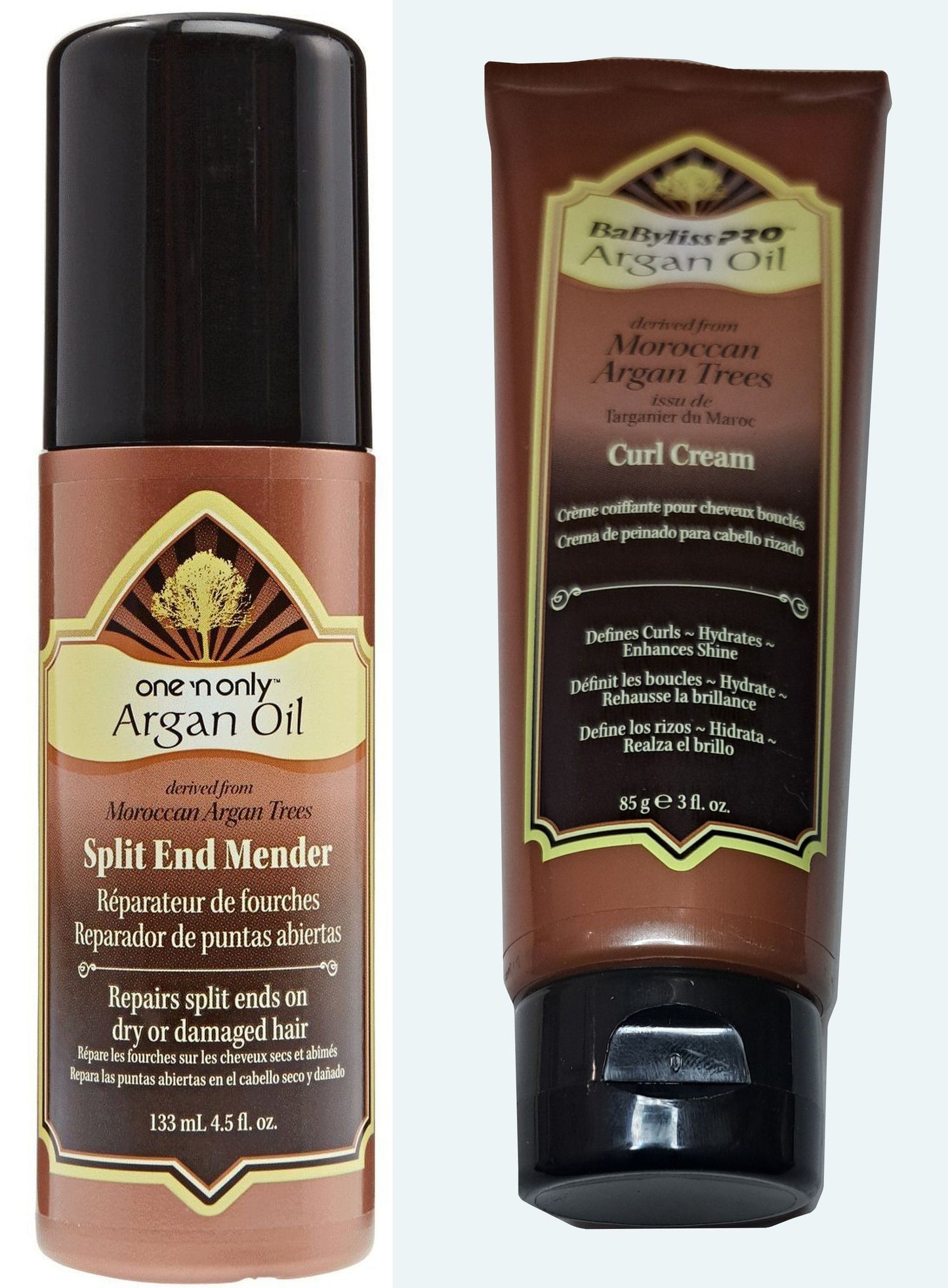 Argan Oil & Curl Cream Split End Mender Spray for Dry or Damaged Hair (Set of 2 Pack)
