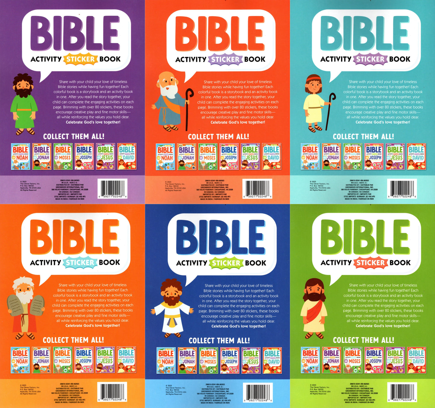 Jonah, Noah, Moses, Joseph, Jesus, David - Sticker Book Over 80 Stickers