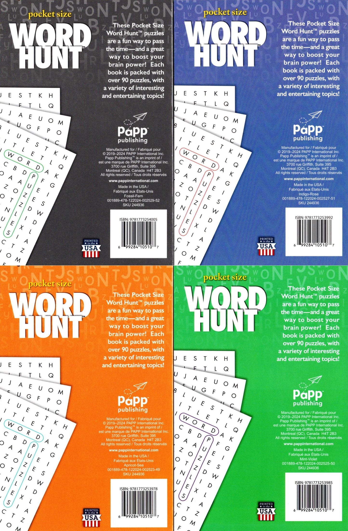 Large Print Word Hunt - All New Puzzles - (Pocket Size) - Vol.49-52 (Set of 4)