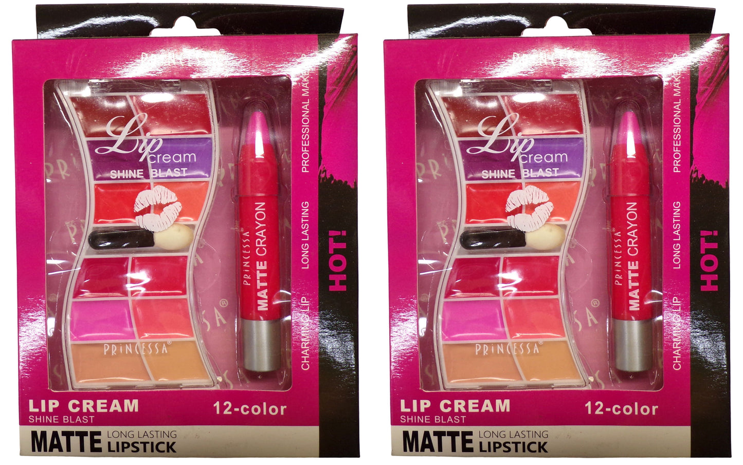 PRINCESSA Professional Eyeshadow Cream , Lipstick , Eyeliner v2 (Set of 2)