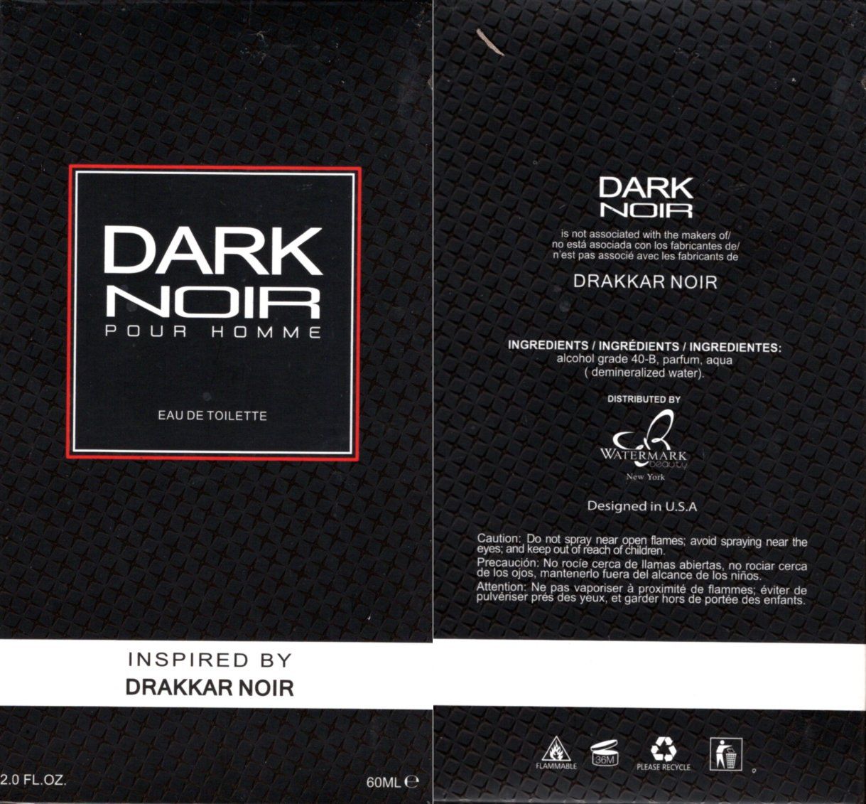 Dark Noir Pour Homme for Man EAU DE PARFUME 2,0 oz