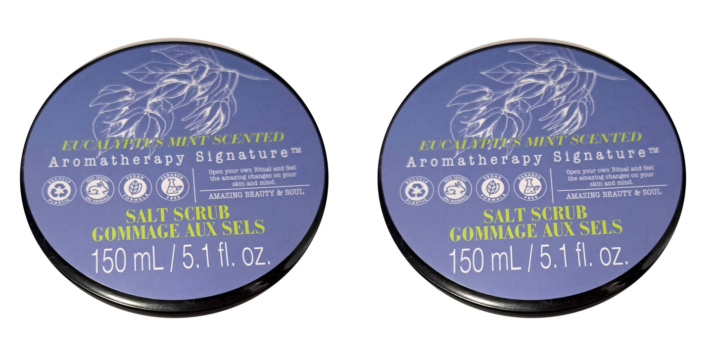Aromatherapy Signature - Salt Scrub - Eucalyptus Mint Scented 5.1fl oz/150ml (Set of 2 Pack)