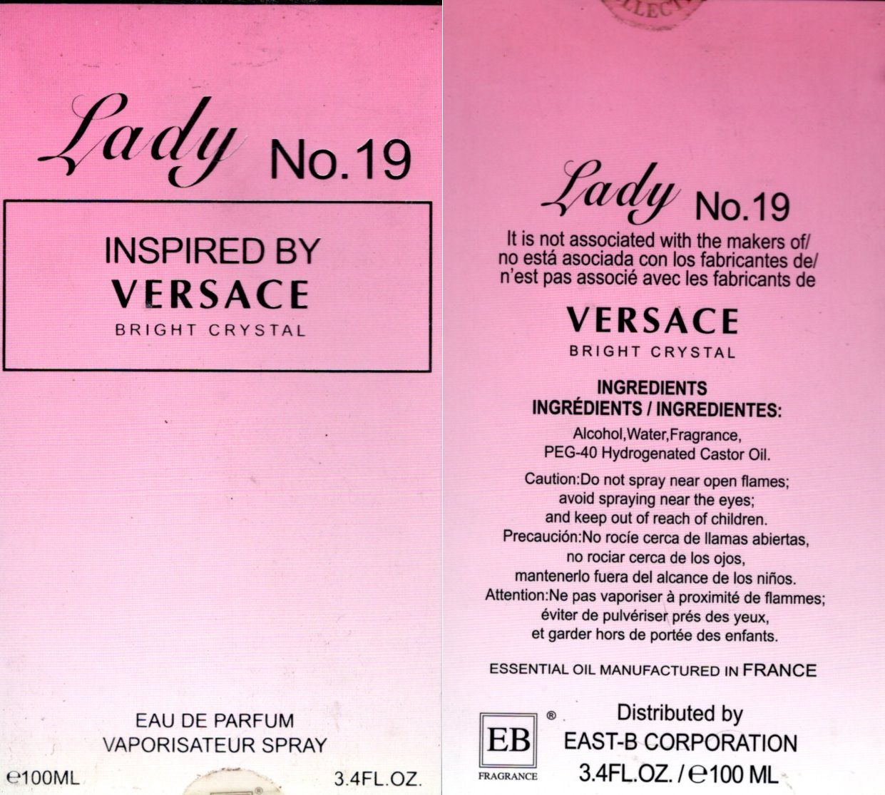 Lady No. 19 for woman EAU DE PARFUME 3.4 oz 100 ml