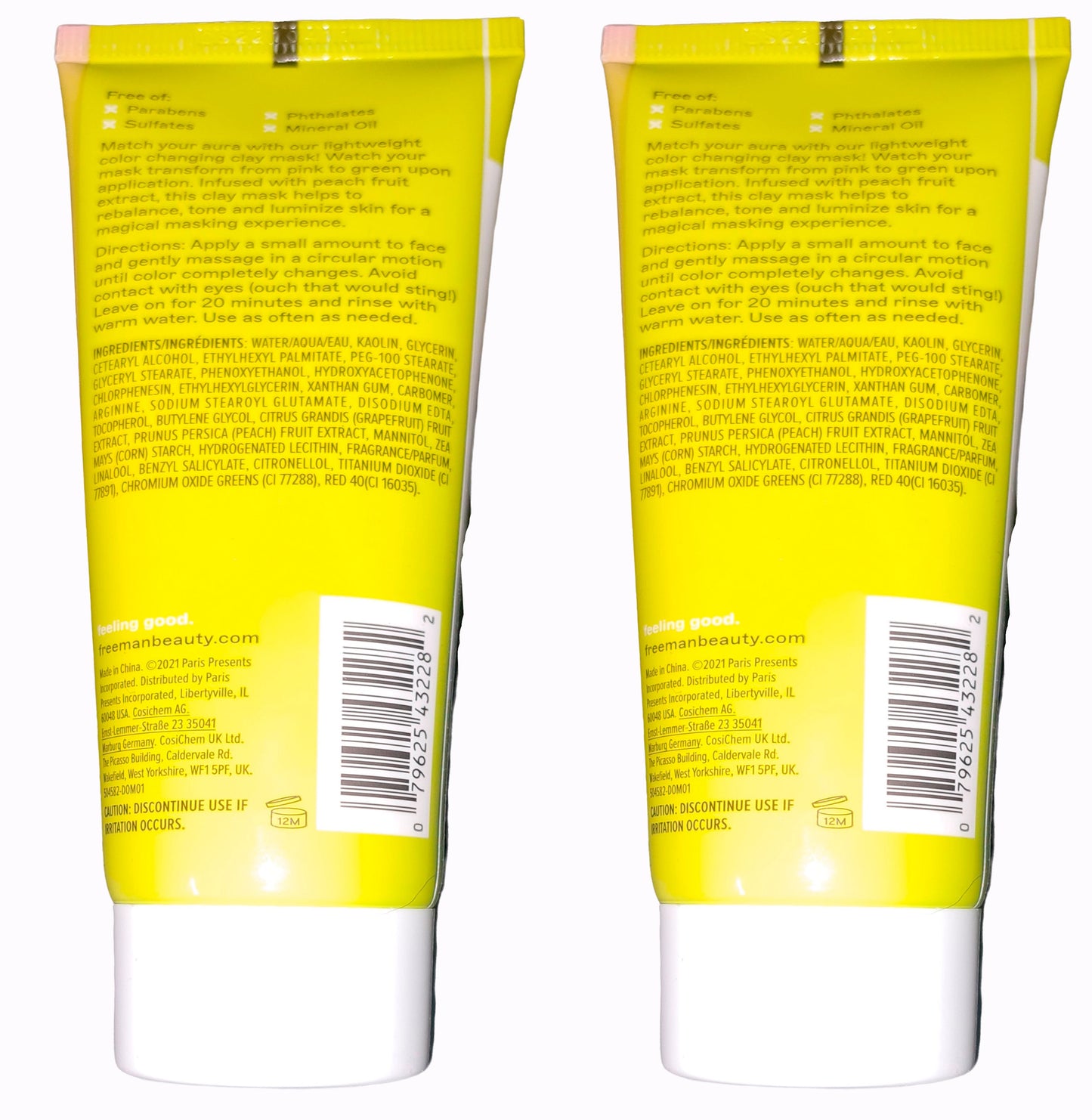 Freeman refining color changing Clay Mask 2fl oz 60ml (Set of 2 Pack)