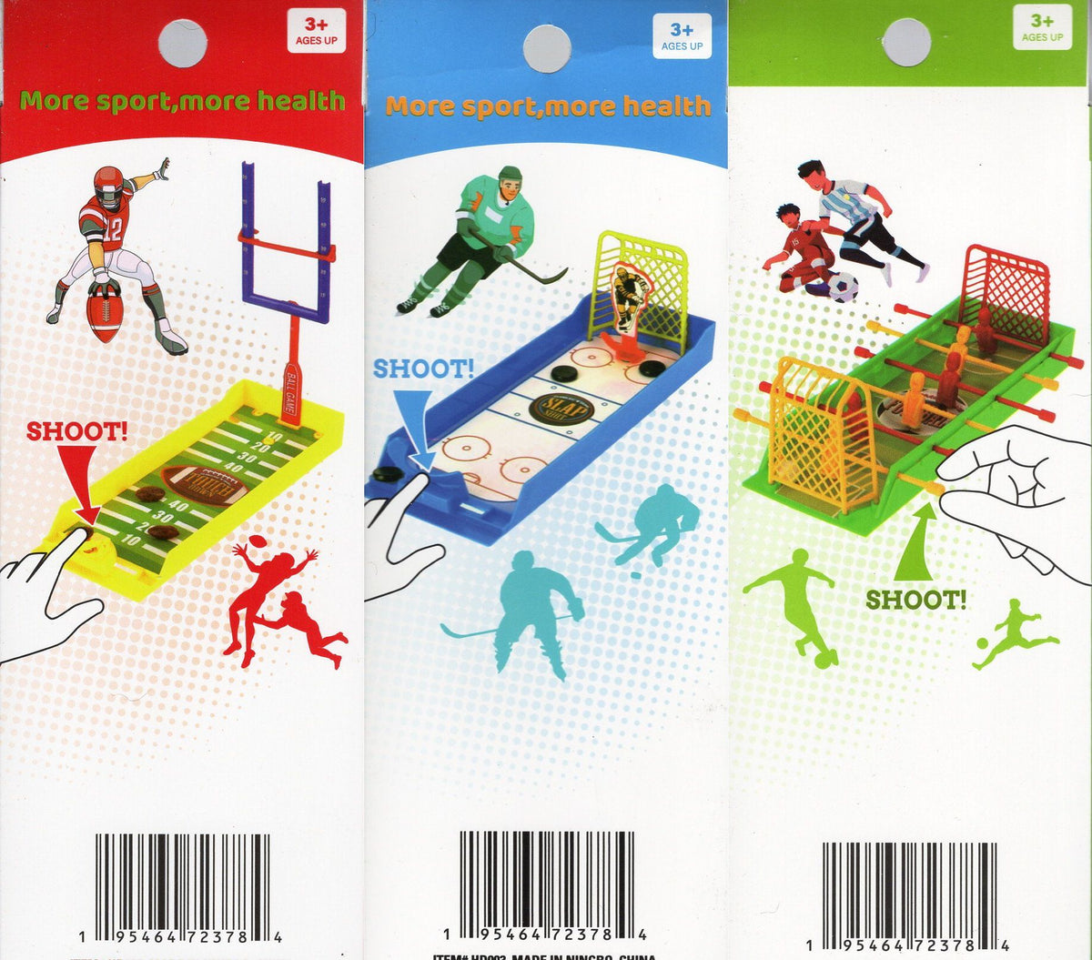 Lot of 3 Finger Board Games – Football, Ice Hockey & Soccer