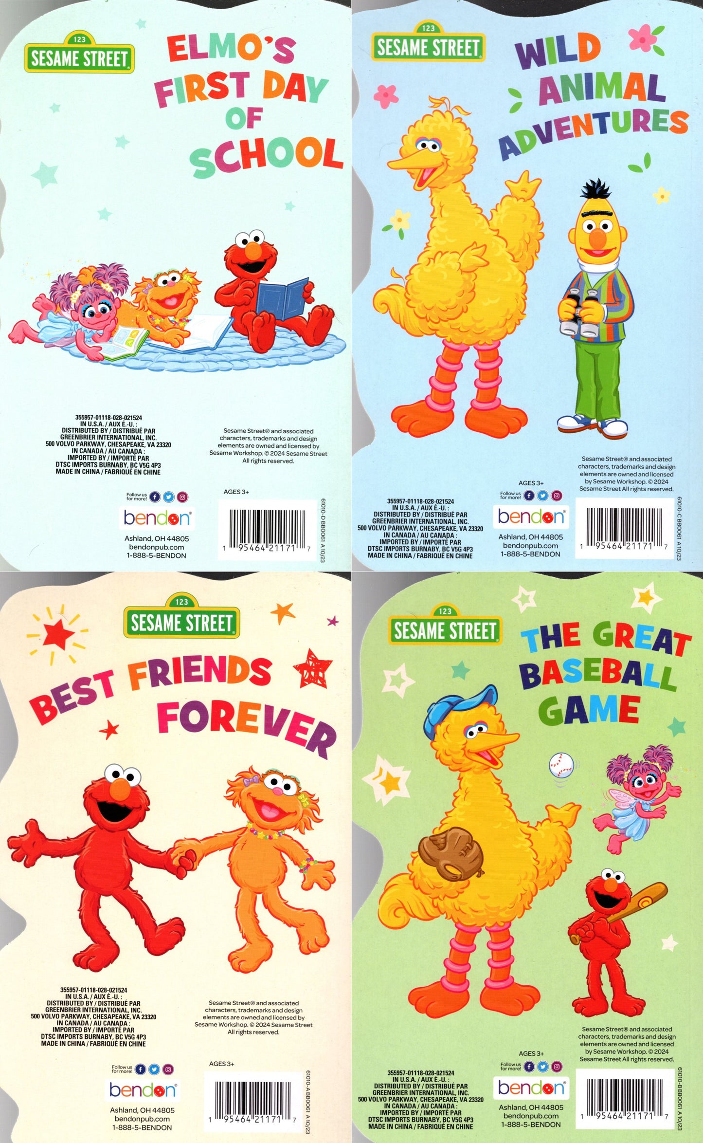 Elmo's First Day of School, Wild Animal Adventures, Best Great Baseball Game - Board Book Set
