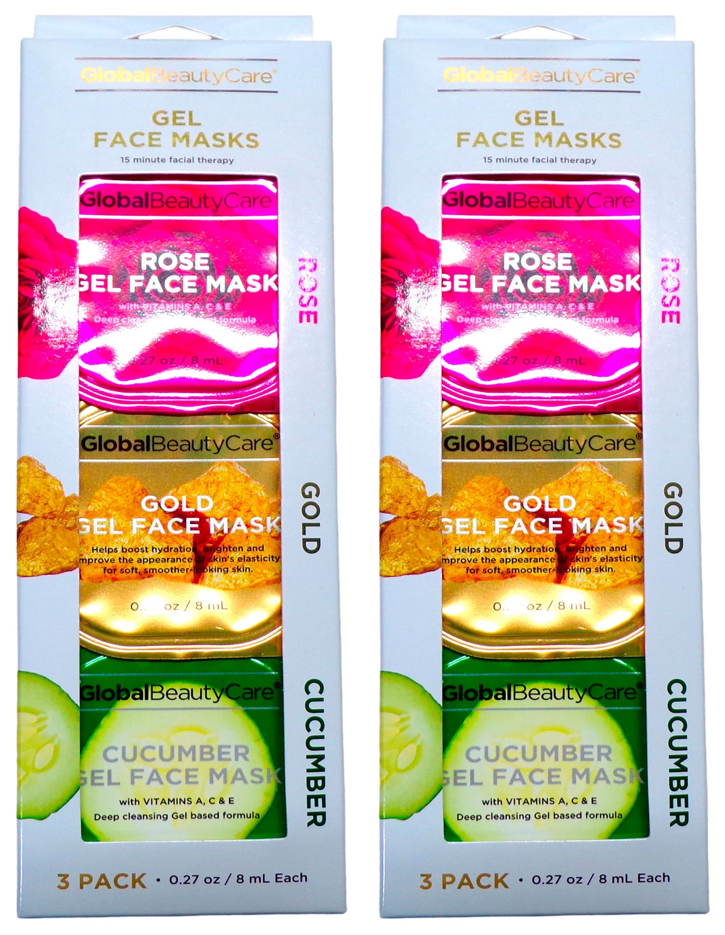 Global Beauty Care Gel Face Masks 3 Pack (Set of 2 Pack)