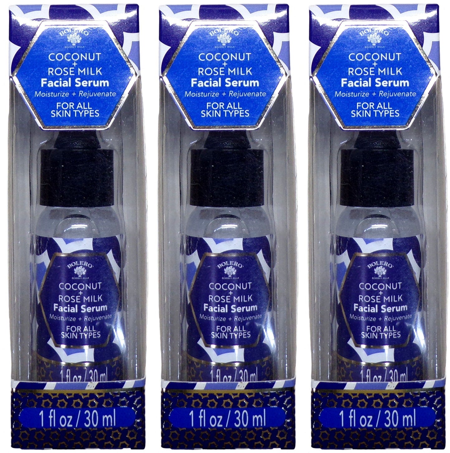 Bolero Beverly Hills Coconut & Rose Milk Facial Face Serum 1 oz. (Set of 3)