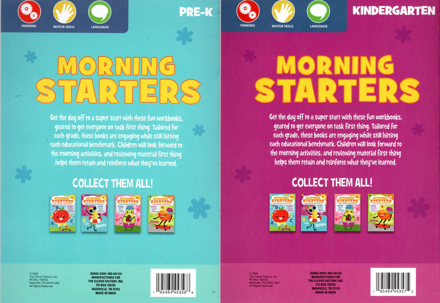 PRE-K & Kindergarten - Morning Starters Educational Workbooks -v19