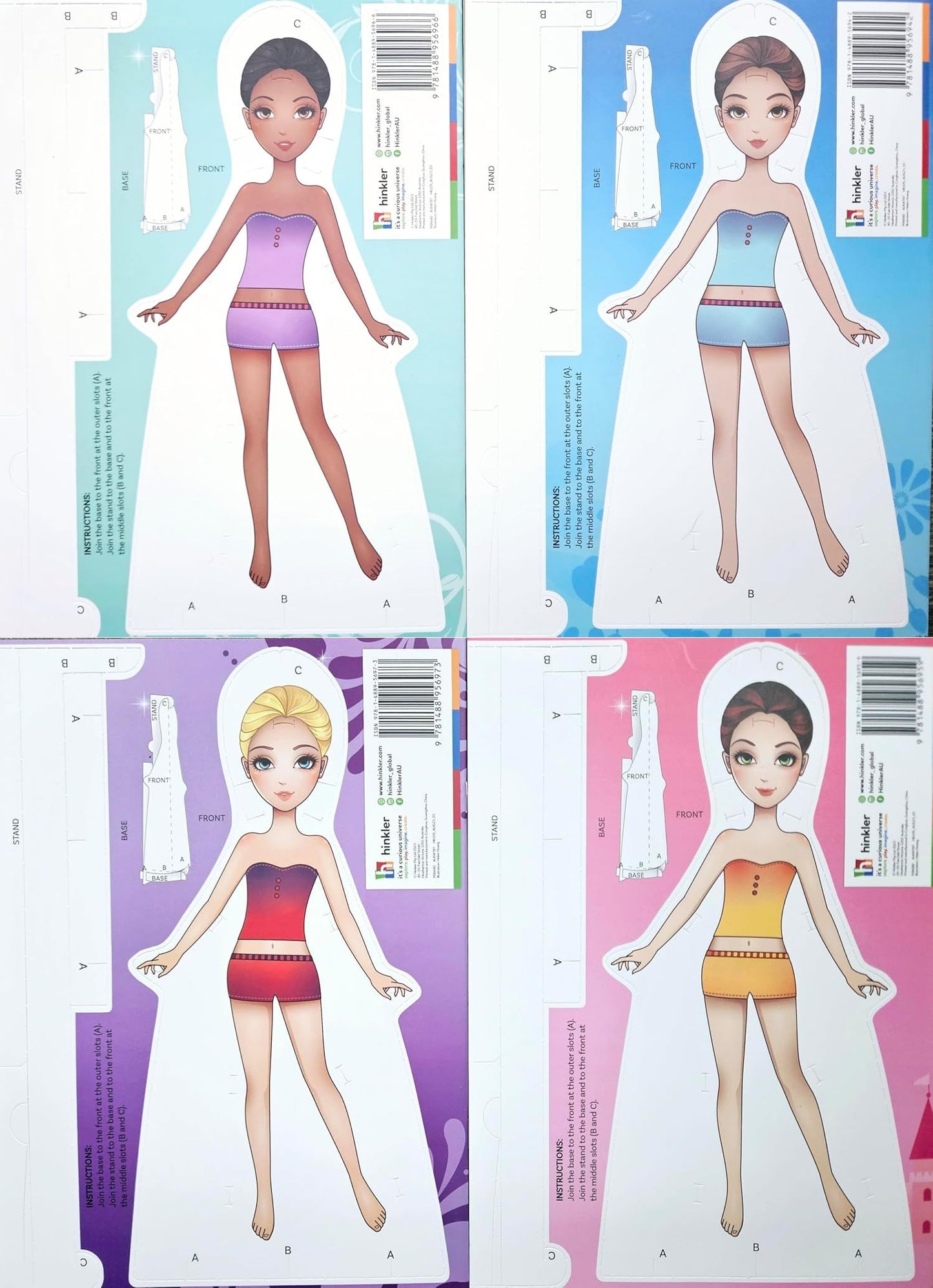 Dress-Up Girls Paper Dolls - Tami, Lola, Elly, Maya - Children Books (Set of 4)