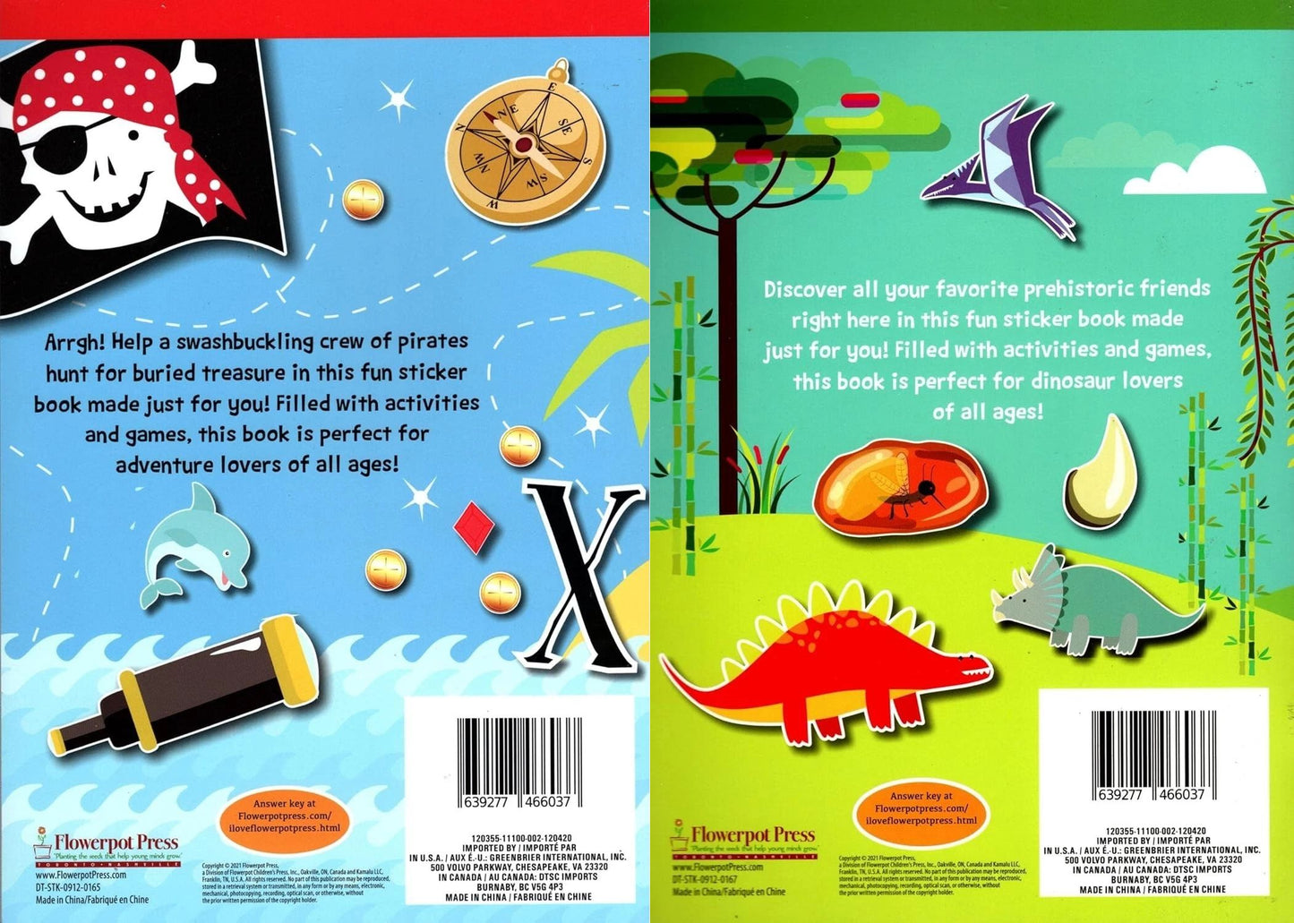 Flowerpot Press Stick-to Learning - Treasure Hunt & Dinosaurs - Sticker Book Set