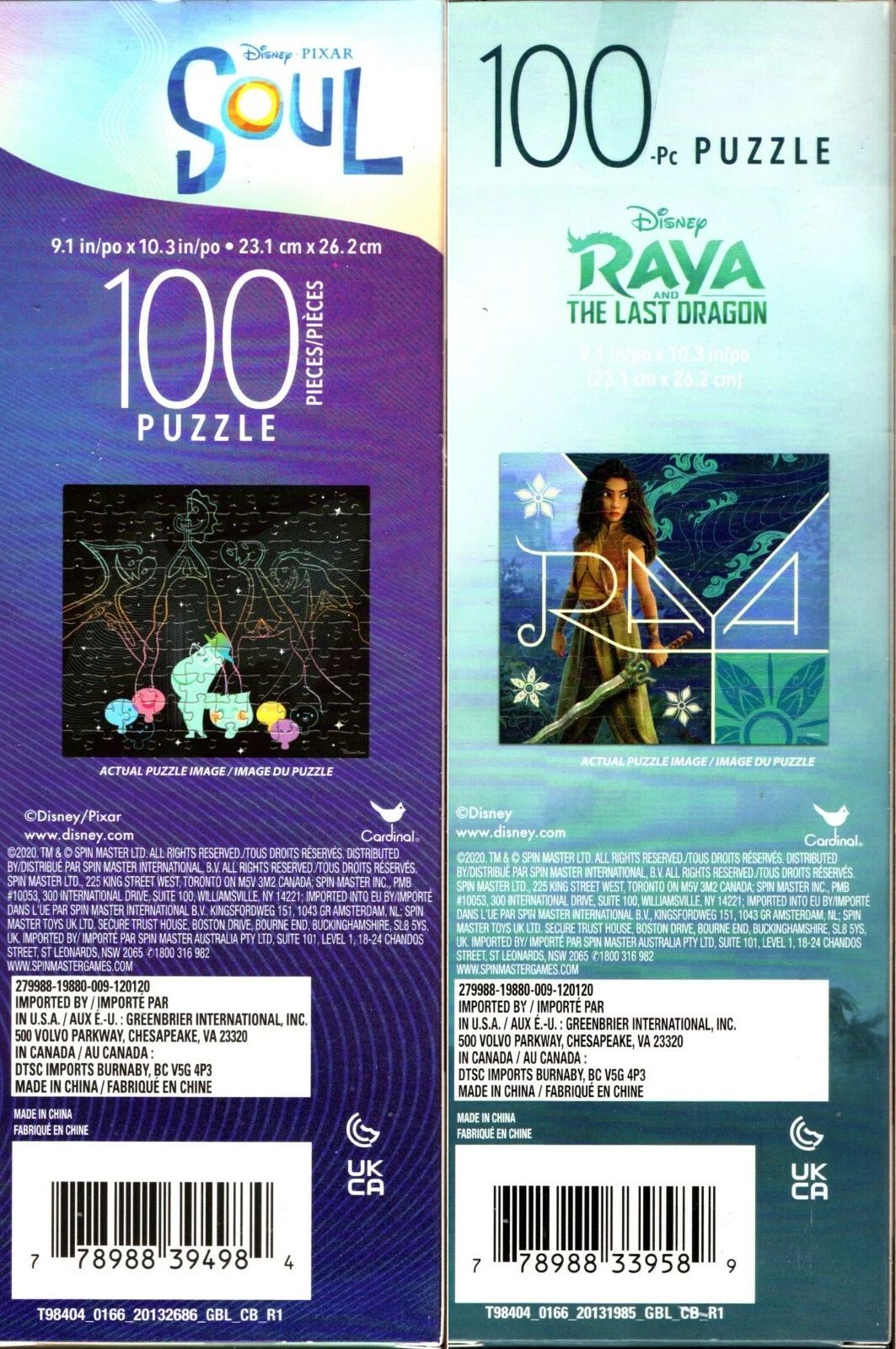 Disney Raya and The Last Dragon & Disney Pixar Soul - 100 Pieces Jigsaw Puzzle