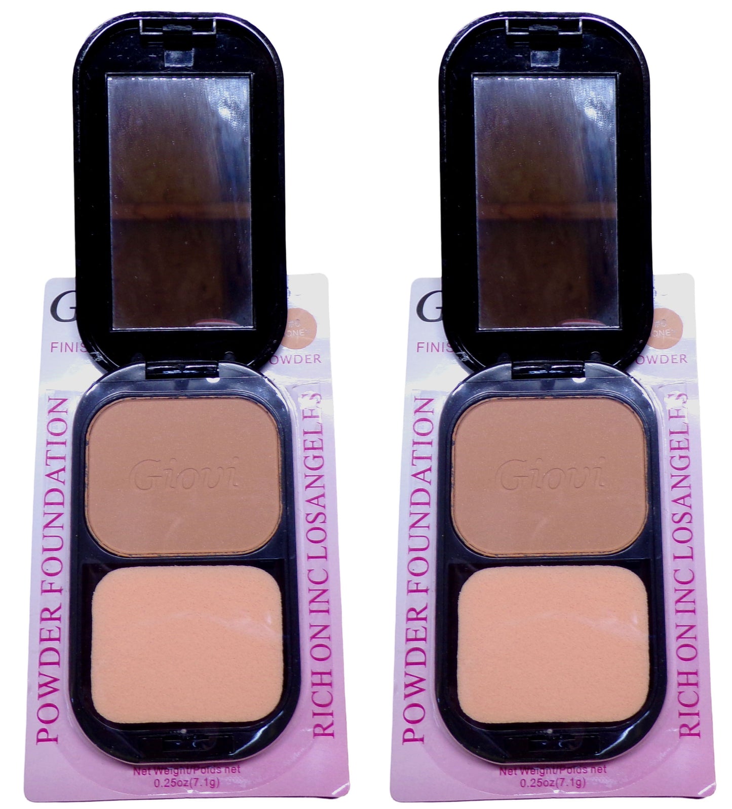 Giovi U.S.A. Powder Foundation with Mirror. Two Way Powder. 0.25 oz (Set of 2)