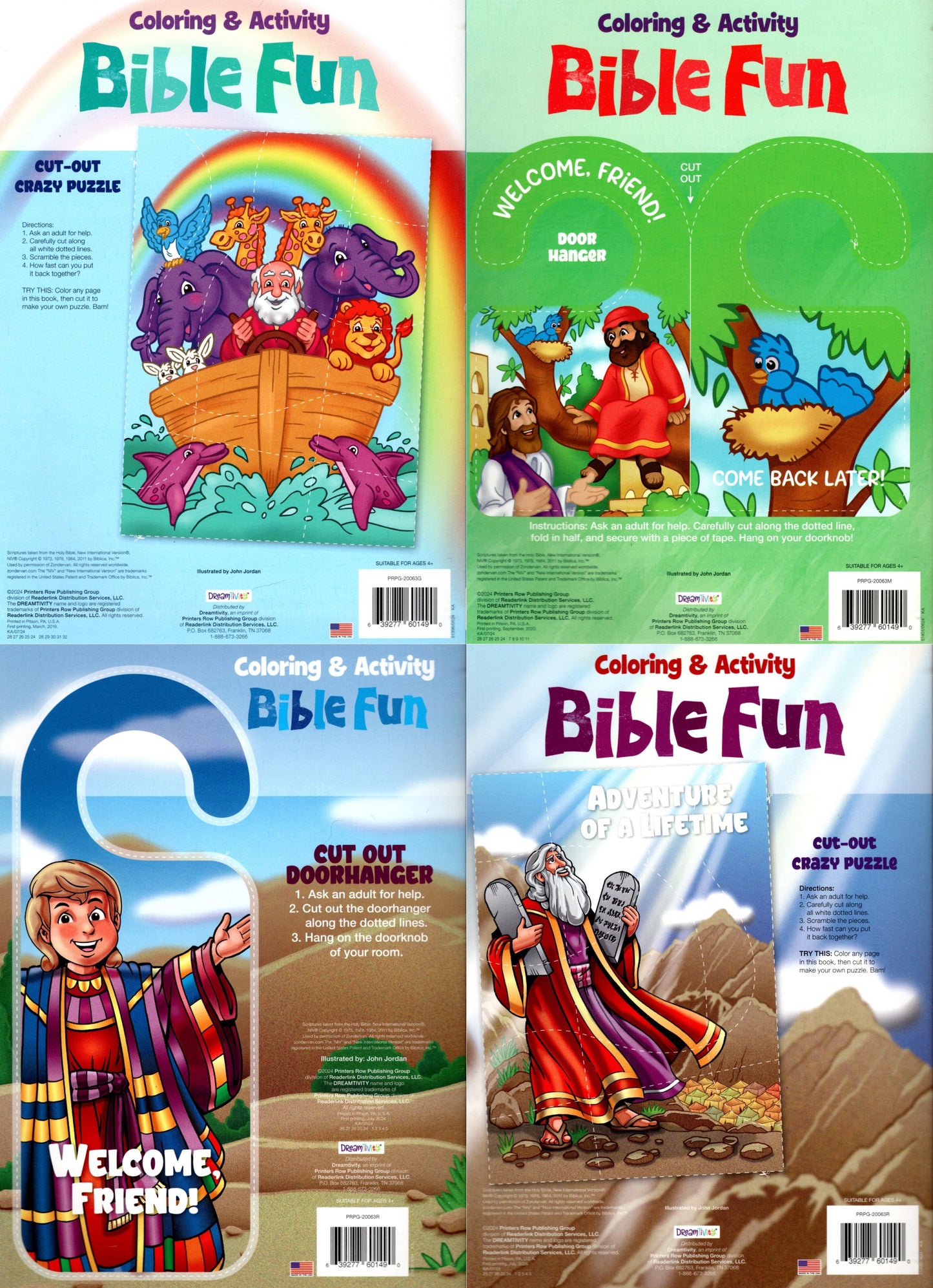 Bible Fun - Read and Color - Coloring & Activity Book - (Set of 4) v6
