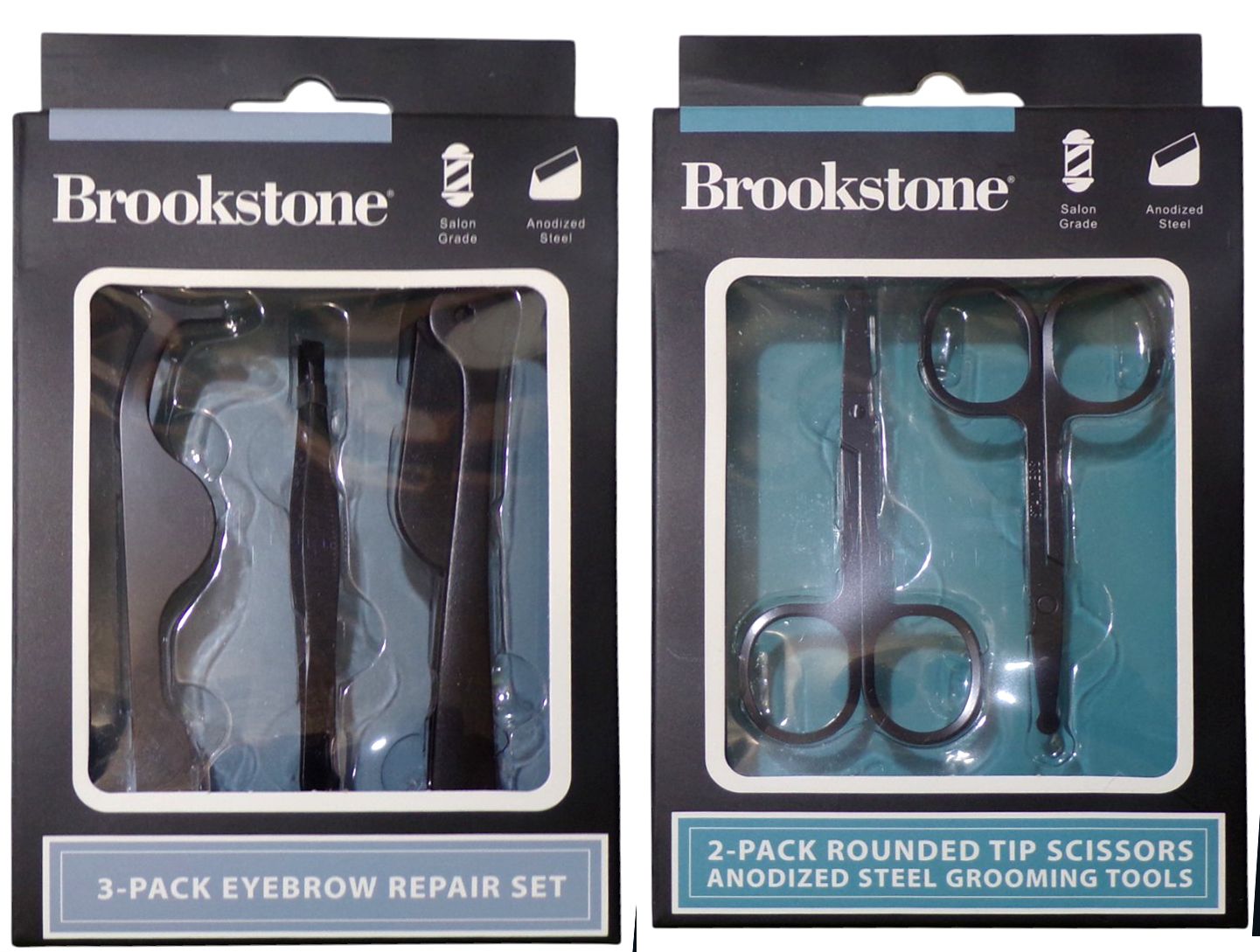 Brookstone 3-Pack Eyebrow Repair & 2 Pack Pointed Tip Scissors Set