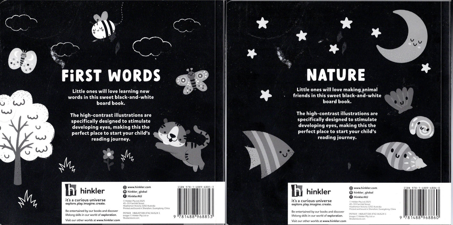 First Words &Nature - Night - Contrast - Children's Board Book (Set of 2)