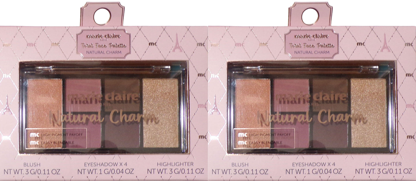 Marie Claire Paris Natural Charm Total Face Palette~Highlighter~Eyeshadow~ Blush