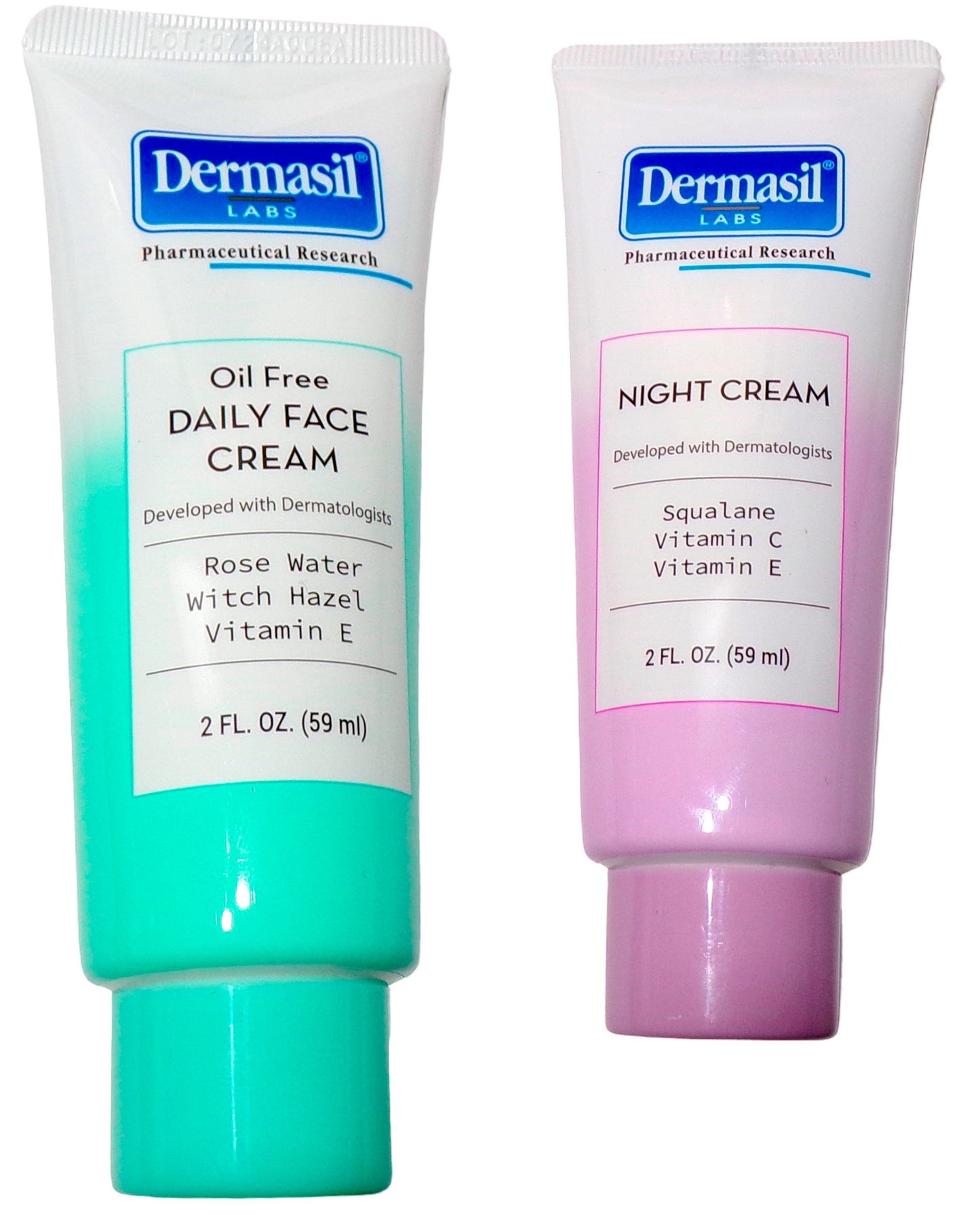 Dermasil Labs Daily Day Cream and Night Cream Oil Free Rose Water Vitamin E, C