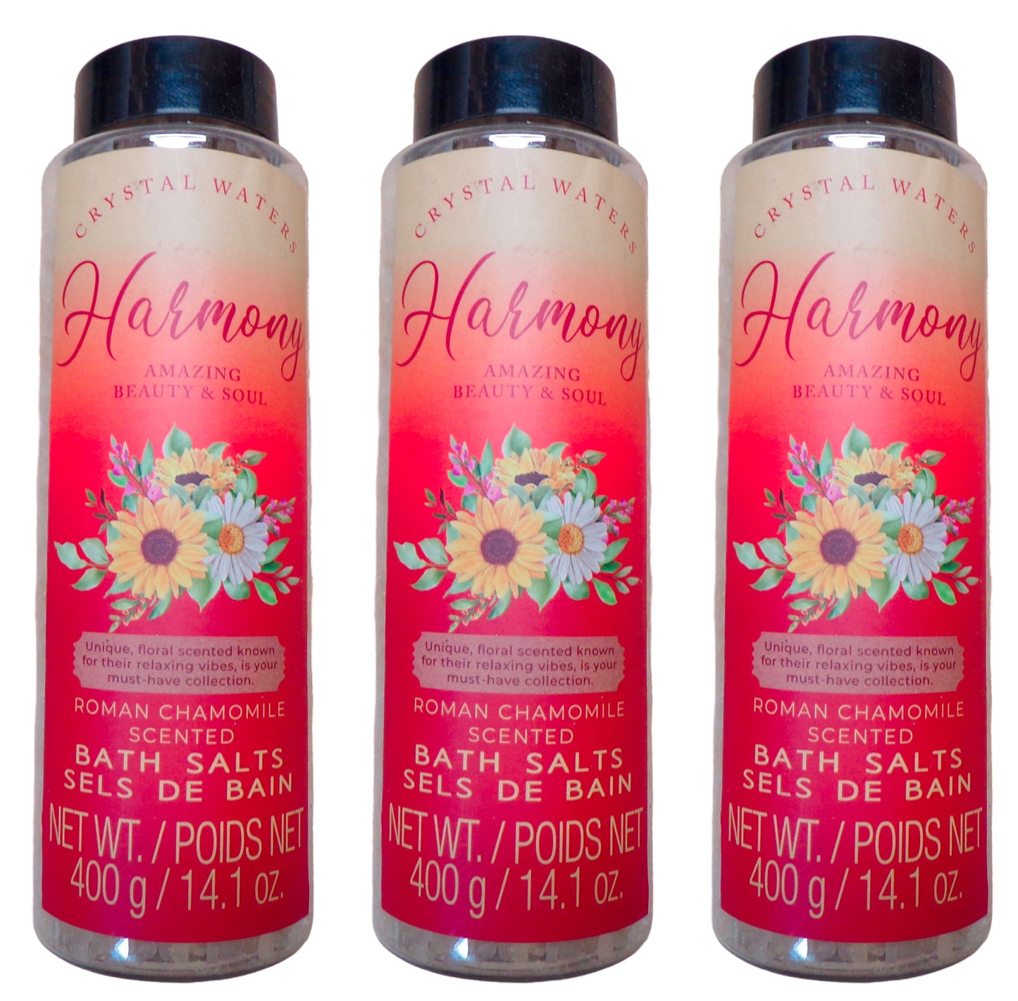 Bath Salts Roman Chamomile Scented Harmony Amazing Beauty & Saul 400g. Set of 3