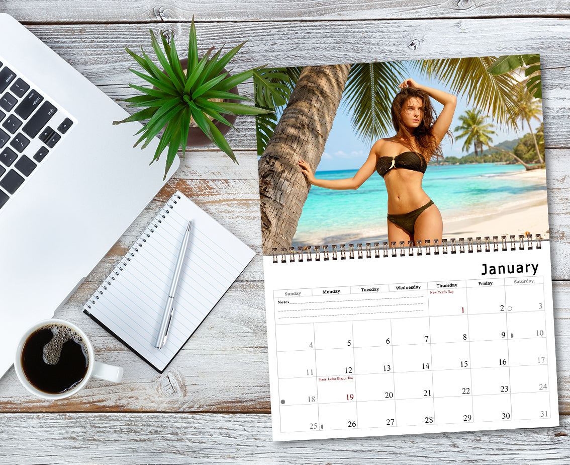 2027 Wall Calendar Beach Babes Bikini Women - 12 Months Desktop / Wall Calendar