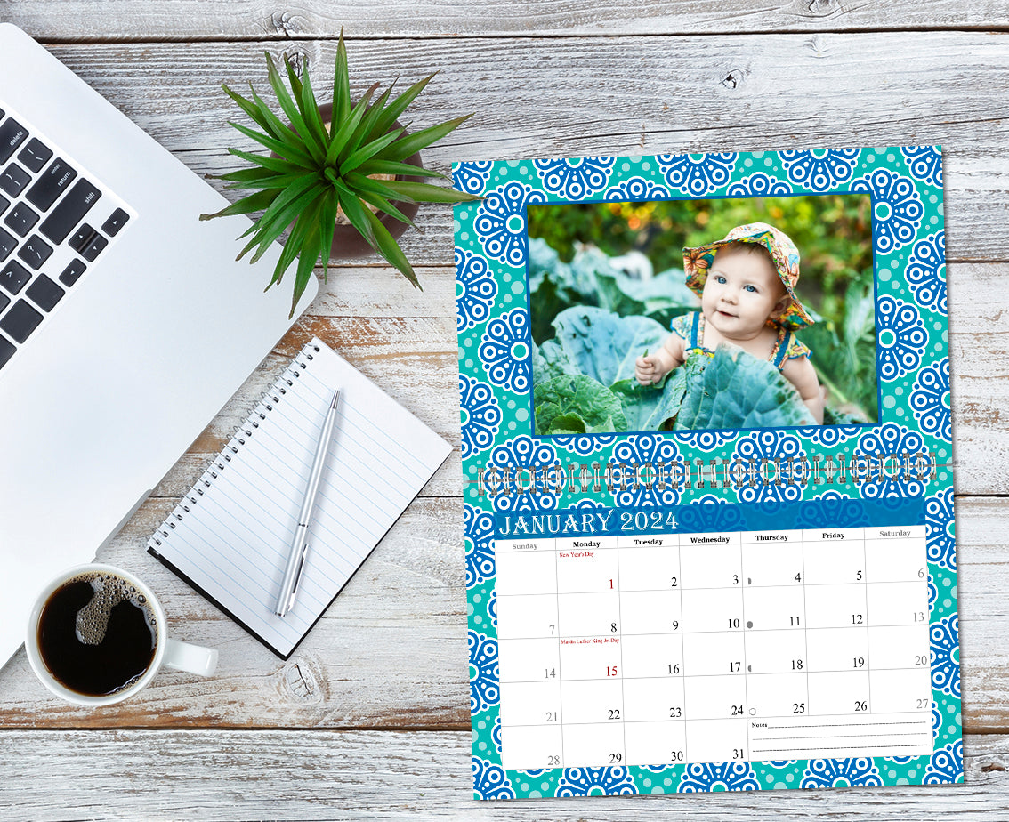2024 Photo Frame Wall Spiral-bound Calendar (Add Your Own Photos) - 12 Months Desktop/Wall Calendar/Planner - (Edition #15)