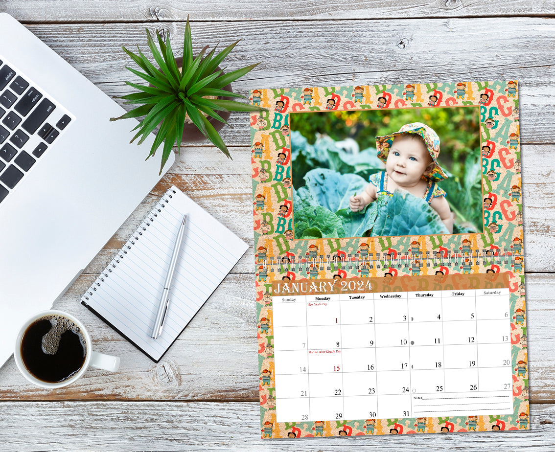 2024 Photo Frame Wall Spiral-bound Calendar (Add Your Own Photos) - 12 Months Desktop/Wall Calendar/Planner - (Edition #10)