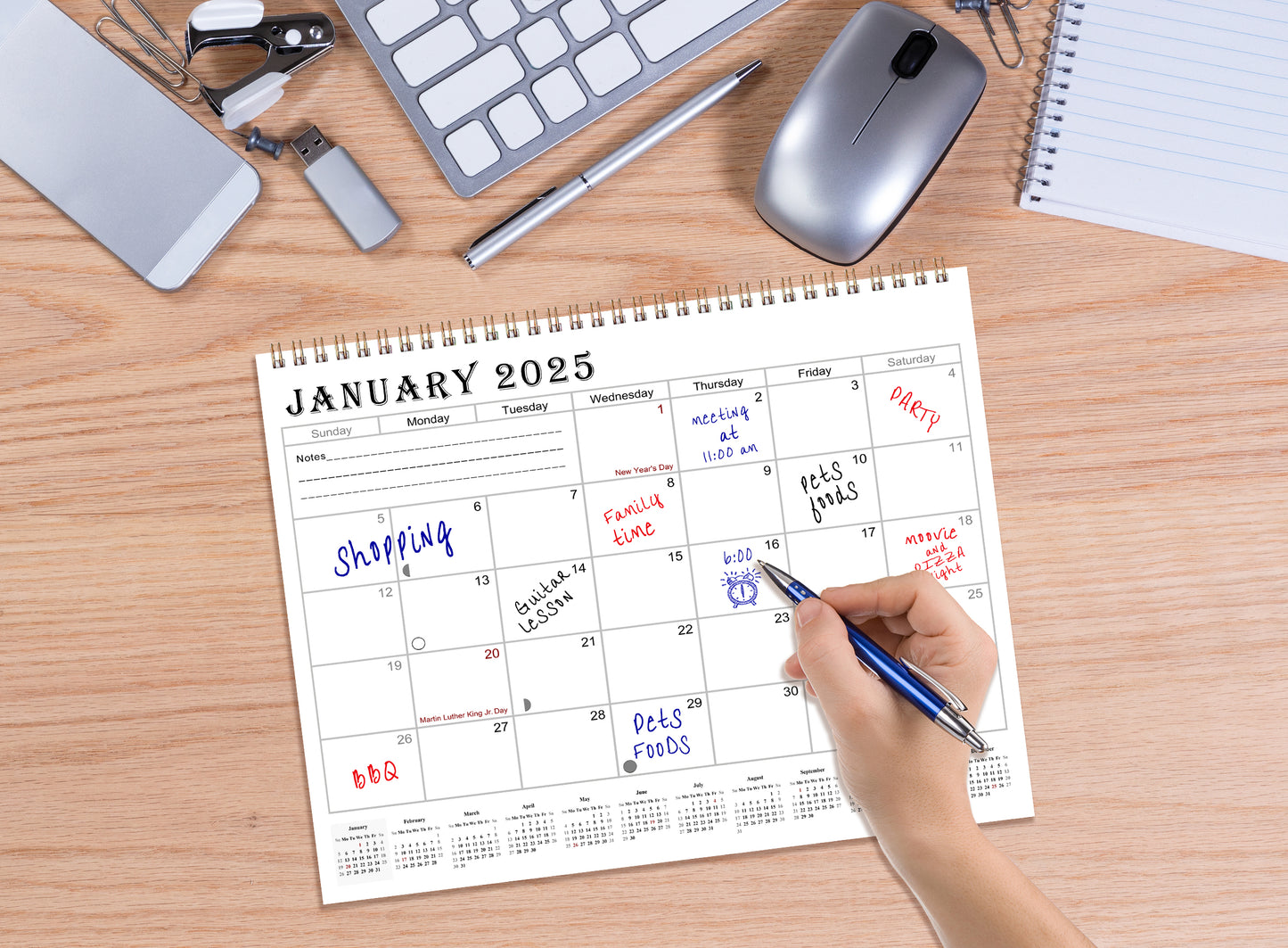 2025 Spiral-bound Wall Calendar (Horses) - 12 Months Desktop/Wall Calendar/Planner