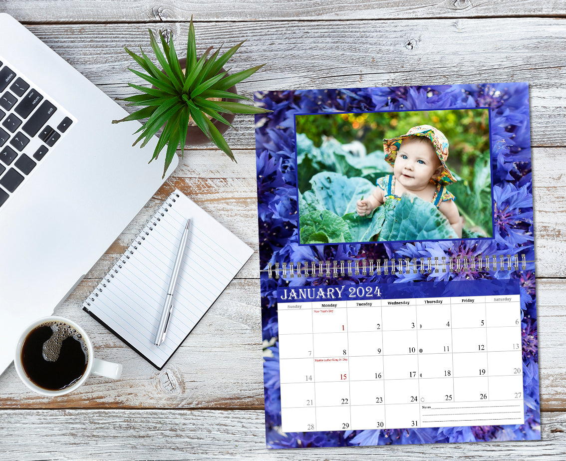 2024 Photo Frame Wall Spiral-bound Calendar (Add Your Own Photos) - 12 Months Desktop/Wall Calendar/Planner - (Edition #13)