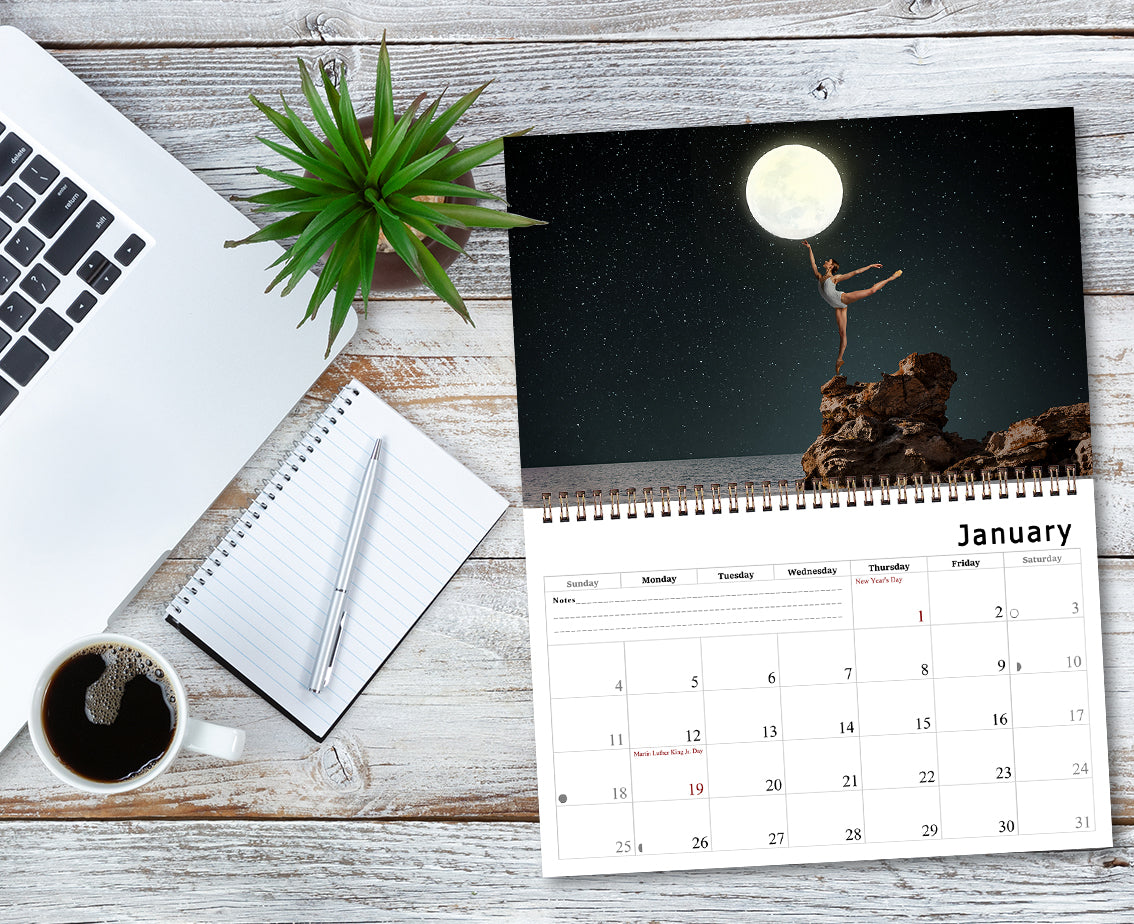 2026 Spiral-bound Wall Calendar (Moons) - 12 Months Desktop/Wall Calendar/Planner