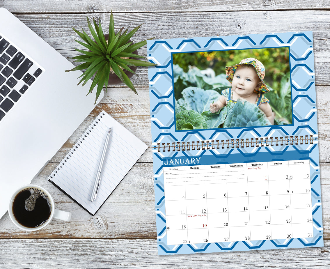 2027 Photo Frame Wall Spiral-bound Calendar (Add Your Own Photos) - 12 Months Desktop/Wall Calendar/Planner - (Edition #04)