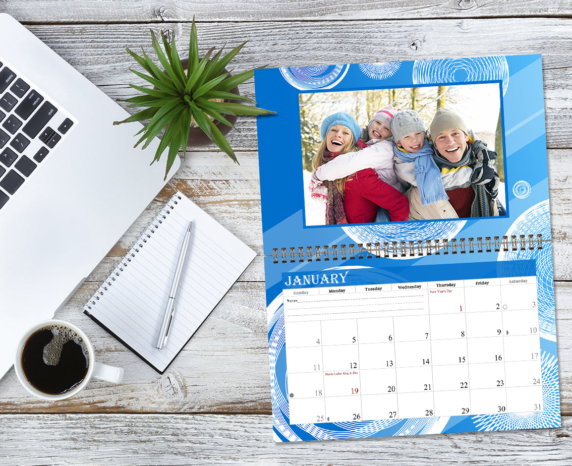 Personalized Custom 12 Months Calendar 2027 Collecting Memories Wall/Desktop/Planner Spiral-bound Mini 8.5x11 Inch (Add Your Own Photos) - Customized For Home, Office, Party, Birthday, Christmas Gift - Made in USA (Edition #02)