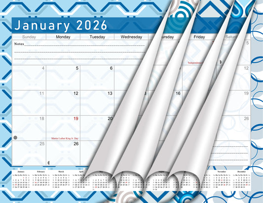 2025-2026 Monthly Spiral-Bound Wall / Desk Calendar - Desktop / Wall Blotter Calendar / Planner - (Edition #04)