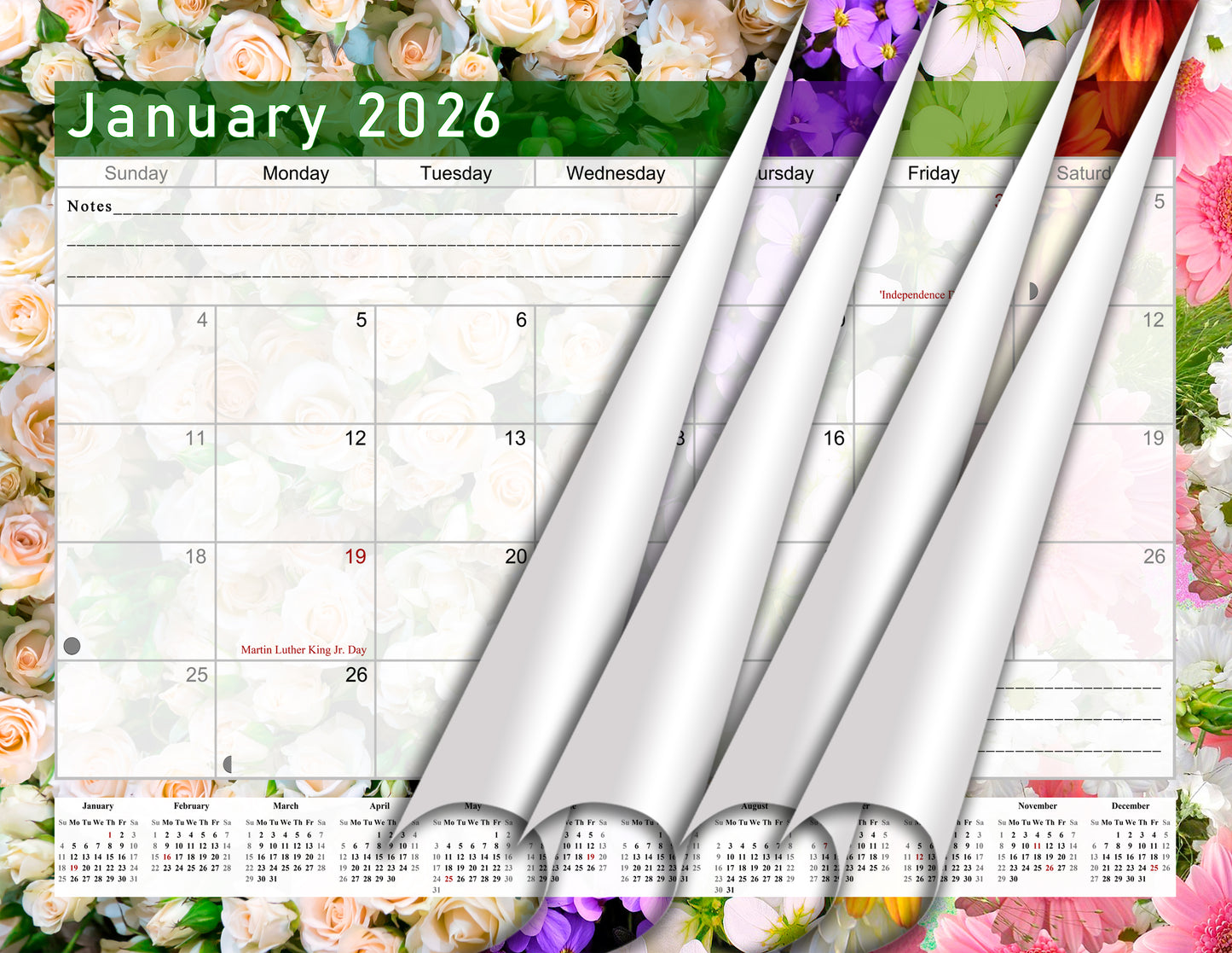 2025-2026 Monthly Spiral-Bound Wall / Desk Calendar - Desktop / Wall Blotter Calendar / Planner - (Edition #23)