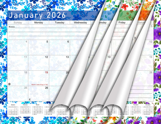 2025-2026 Monthly Spiral-Bound Wall / Desk Calendar - Desktop / Wall Blotter Calendar / Planner - (Edition #22)
