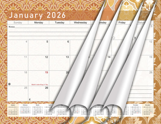 2025-2026 Monthly Spiral-Bound Wall / Desk Calendar - Desktop / Wall Blotter Calendar / Planner - (Edition #25)