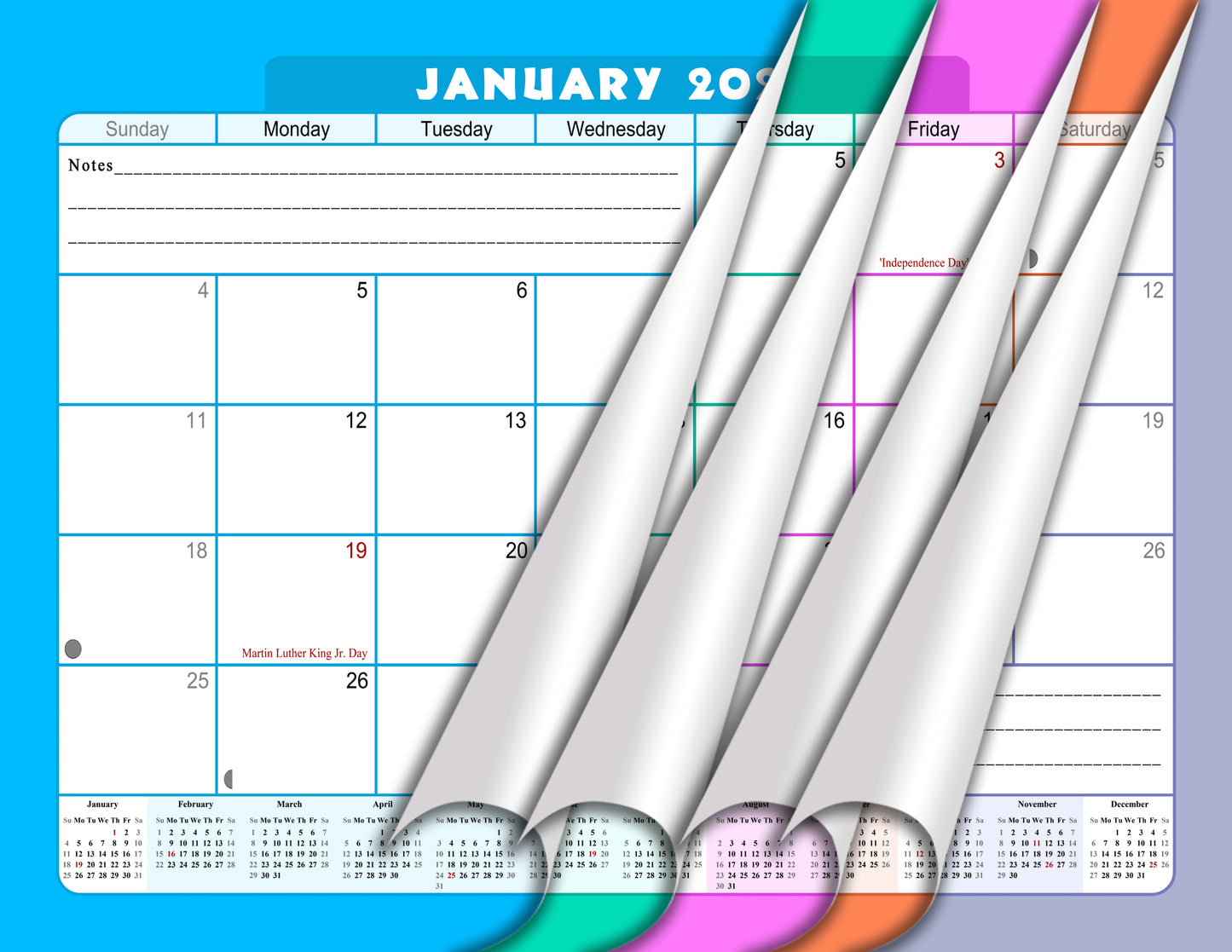 2025-2026 Monthly Spiral-Bound Wall / Desk Calendar - Desktop / Wall Blotter Calendar / Planner - (Edition #07)