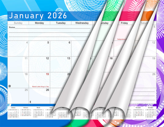 2025-2026 Monthly Spiral-Bound Wall / Desk Calendar - Desktop / Wall Blotter Calendar / Planner - (Edition #02)