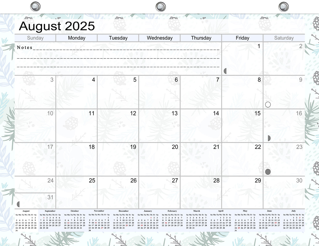 2025 - 2026 Academic Year 12 Months Student Calendar / College Planner for 3-Ring Binder, Desk or Wall -School Supplies - Made in USA - Edition v001)
