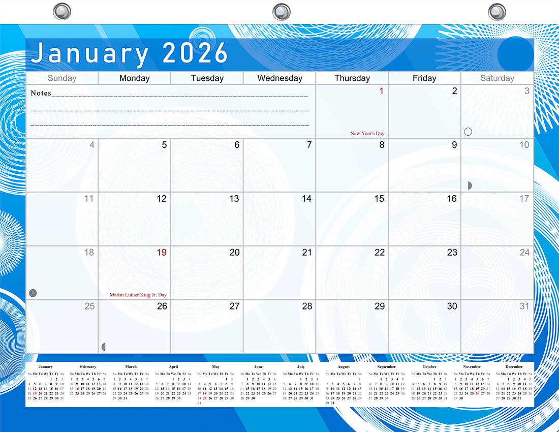 2025 - 2026 Student Calendar/Planner for 3-Ring Binder, Desk, or Wall - v002