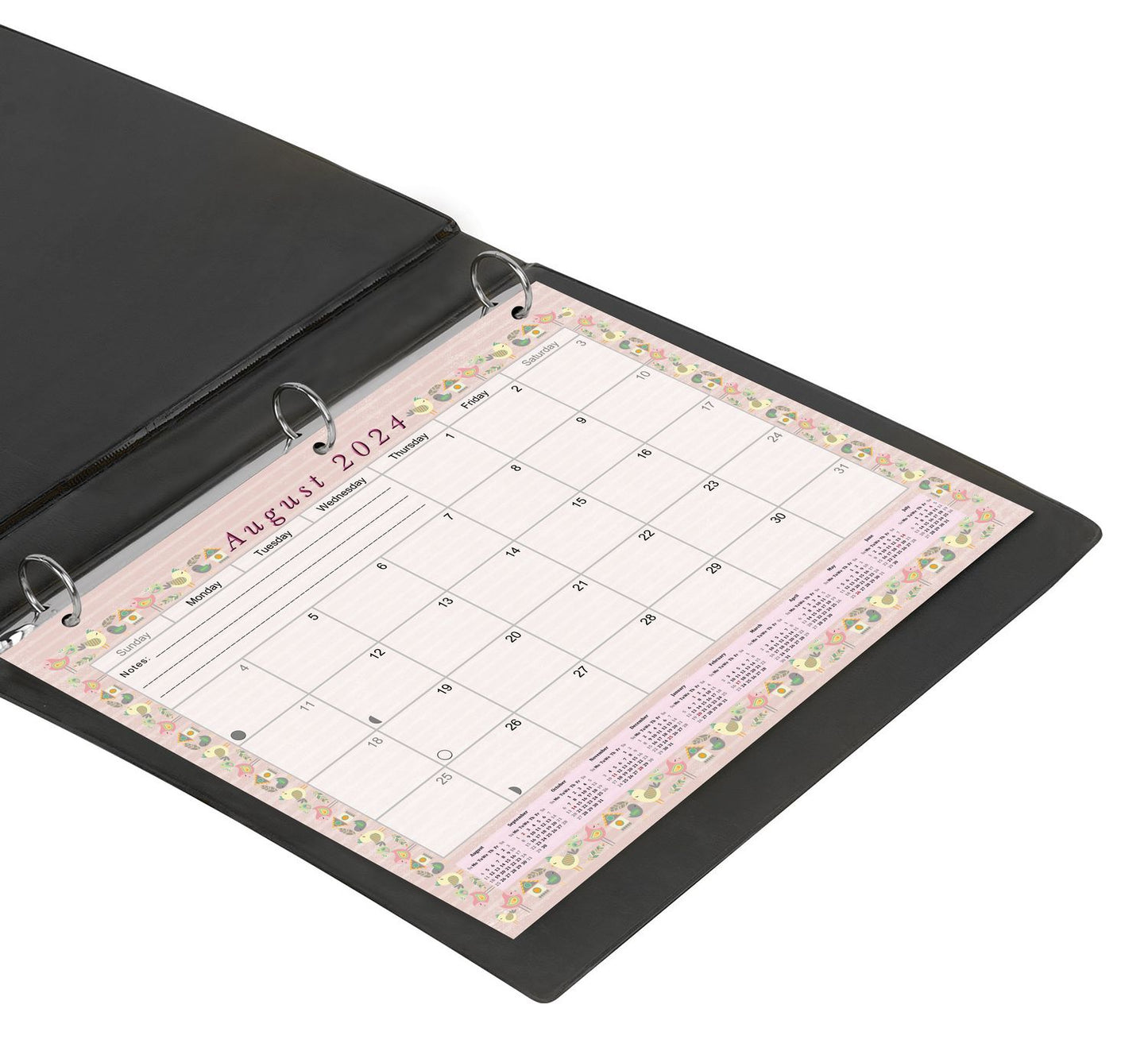 2023-2024 Academic Year 12 Months Student Calendar/Planner for 3-Ring Binder, Desk or Wall -v021