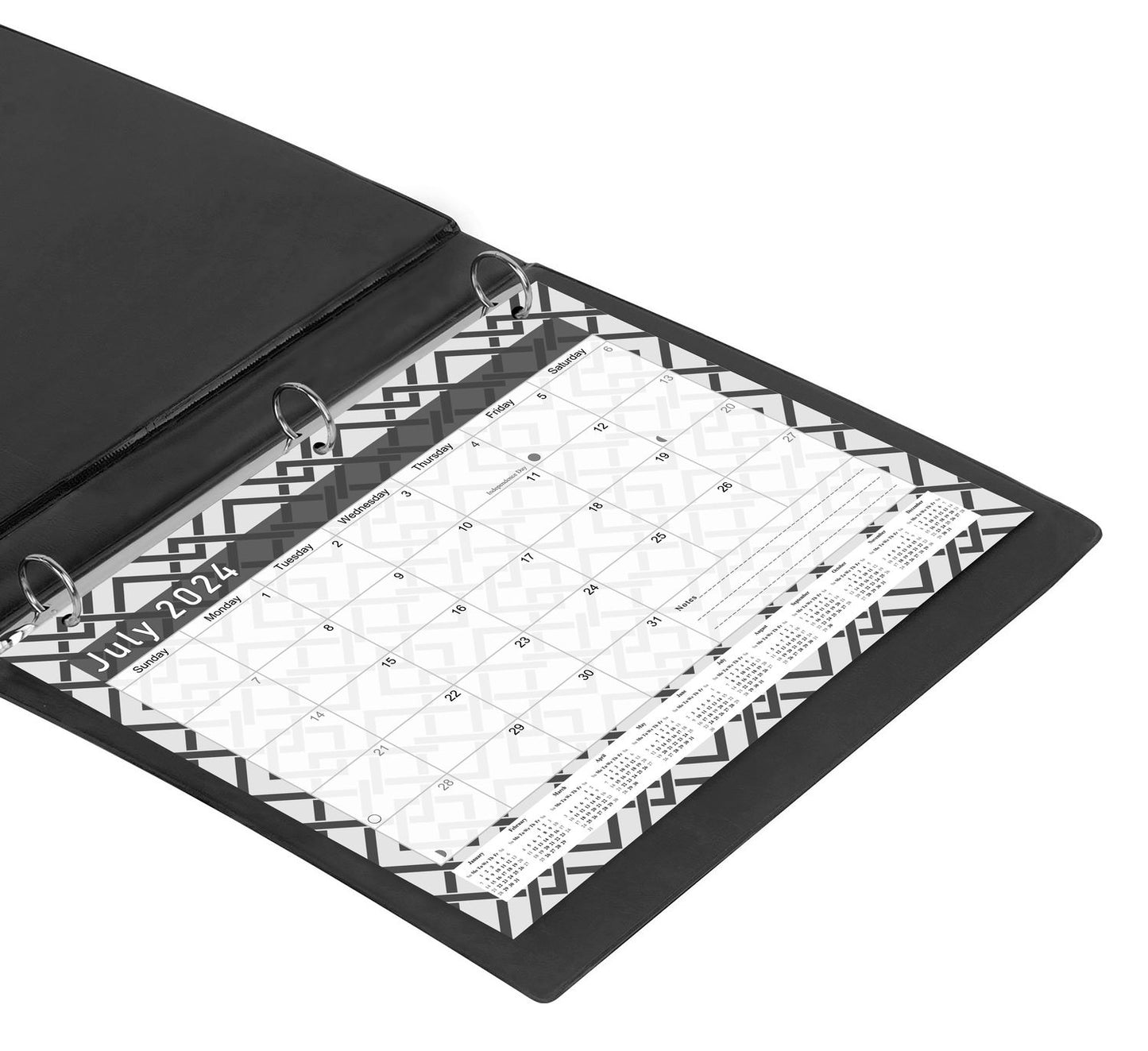 2024 - 2025 Student Calendar/Planner for 3-Ring Binder, Desk, or Wall - Black&White -v004