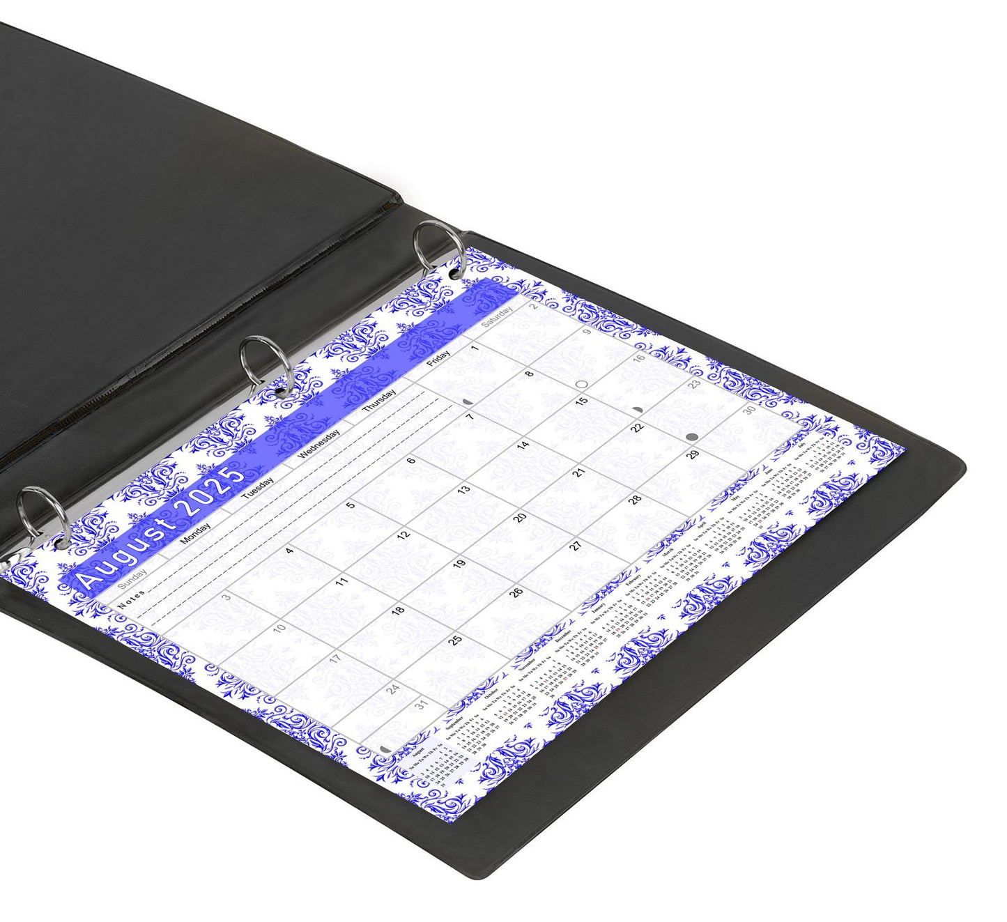 2025 - 2026 Academic Year 12 Months Student Calendar / College Planner for 3-Ring Binder, Desk or Wall -School Supplies - Made in USA -v018