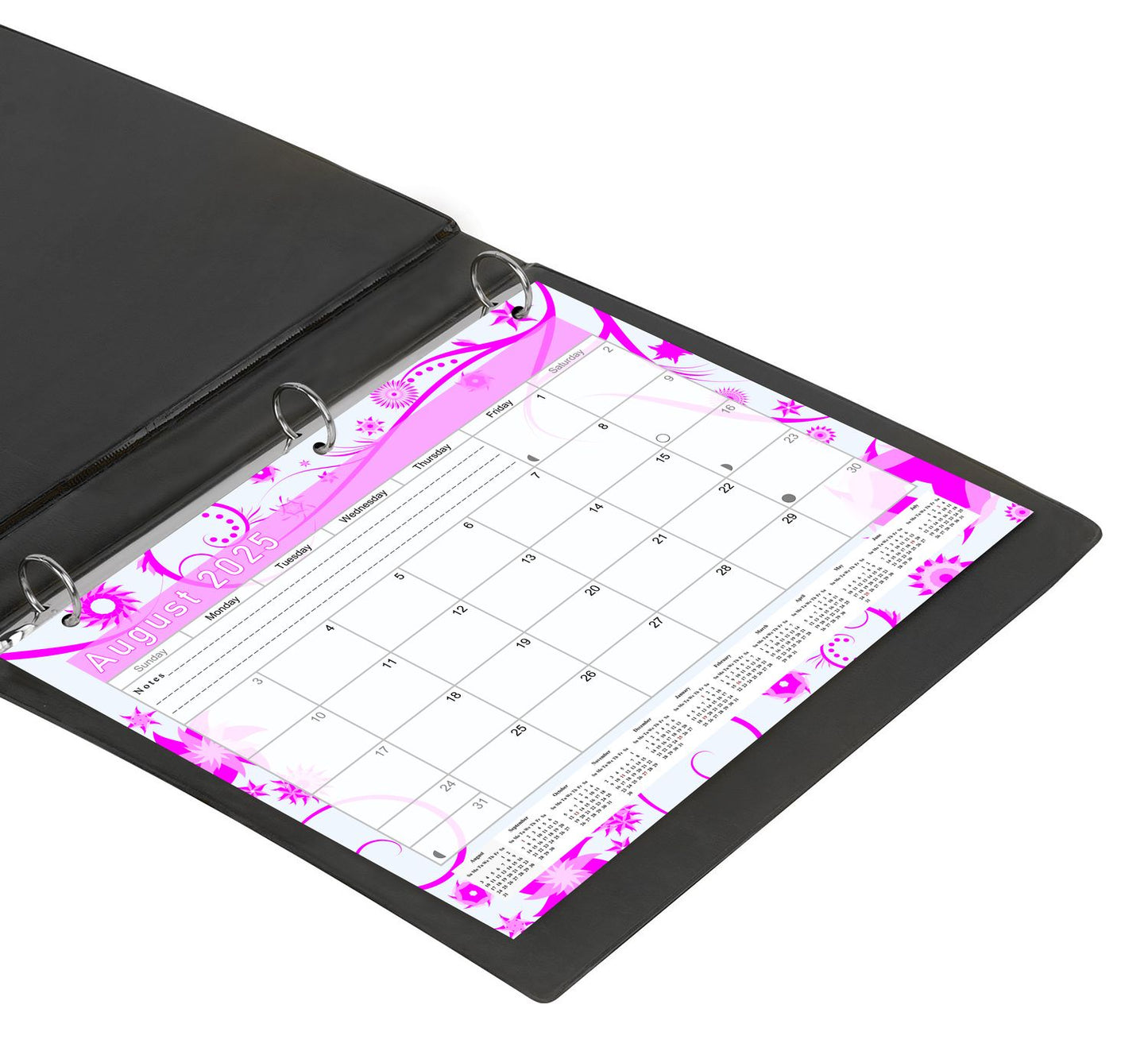2025 - 2026 Academic Year 12 Months Student Calendar / College Planner for 3-Ring Binder, Desk or Wall -School Supplies - Made in USA -v016b