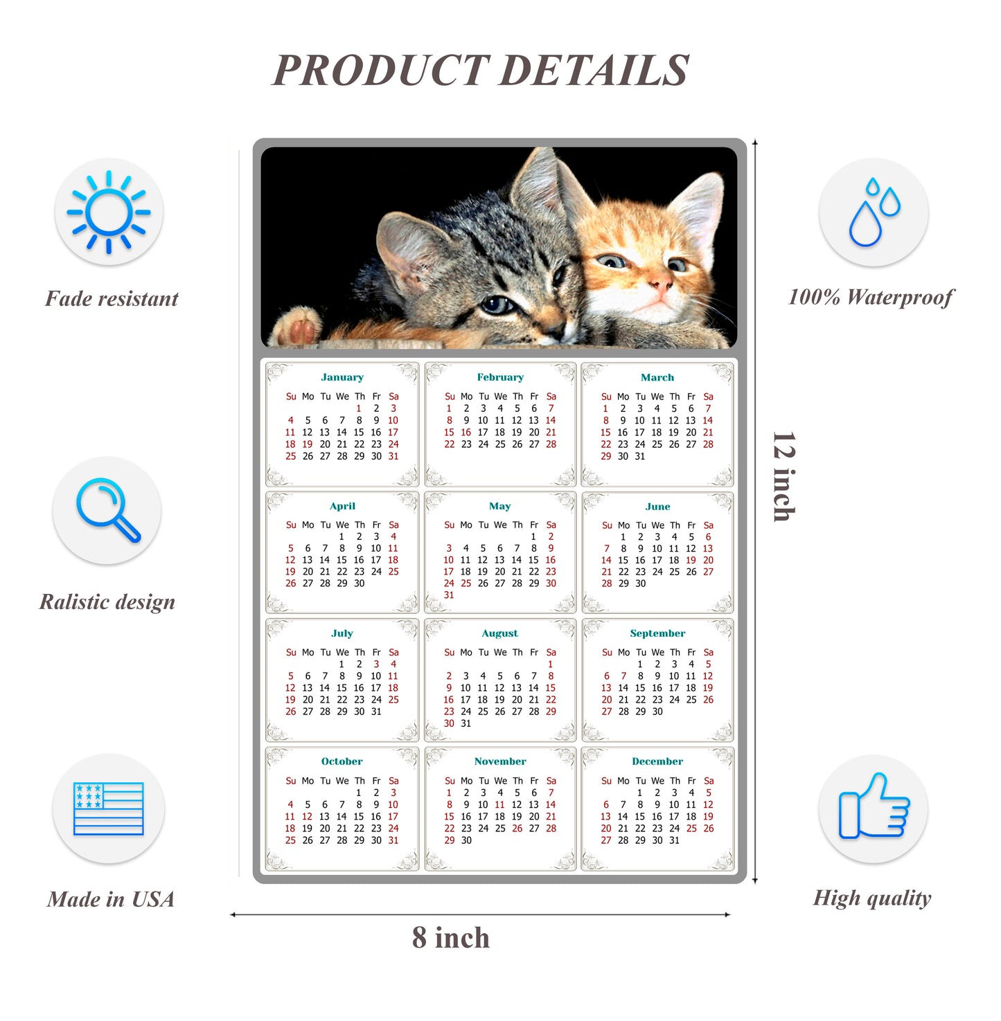 2026 Peel & Stick Calendar - Today is my Lucky Day Removable - Cat 010 (12"x 8")