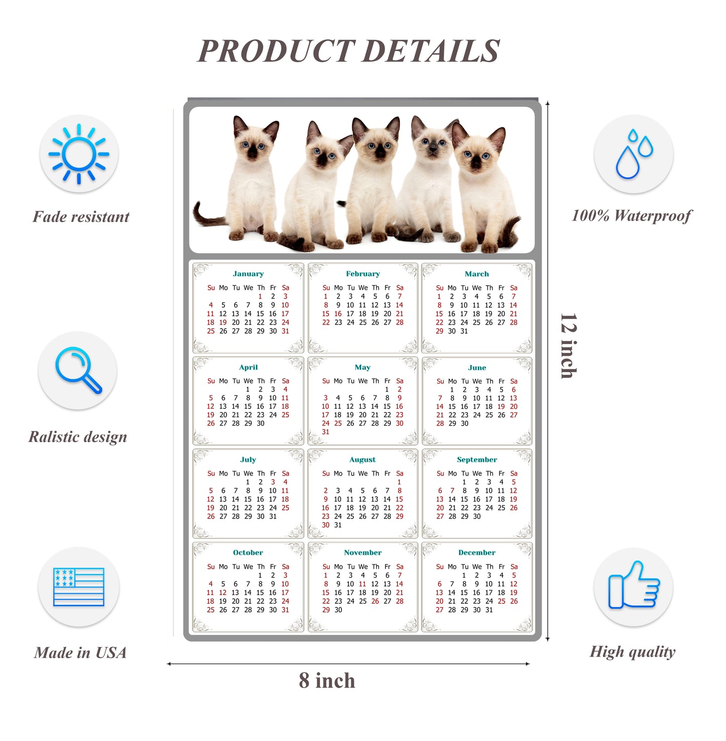 2026 Peel & Stick Calendar - Today is my Lucky Day Removable - Cat 020 (12"x 8")