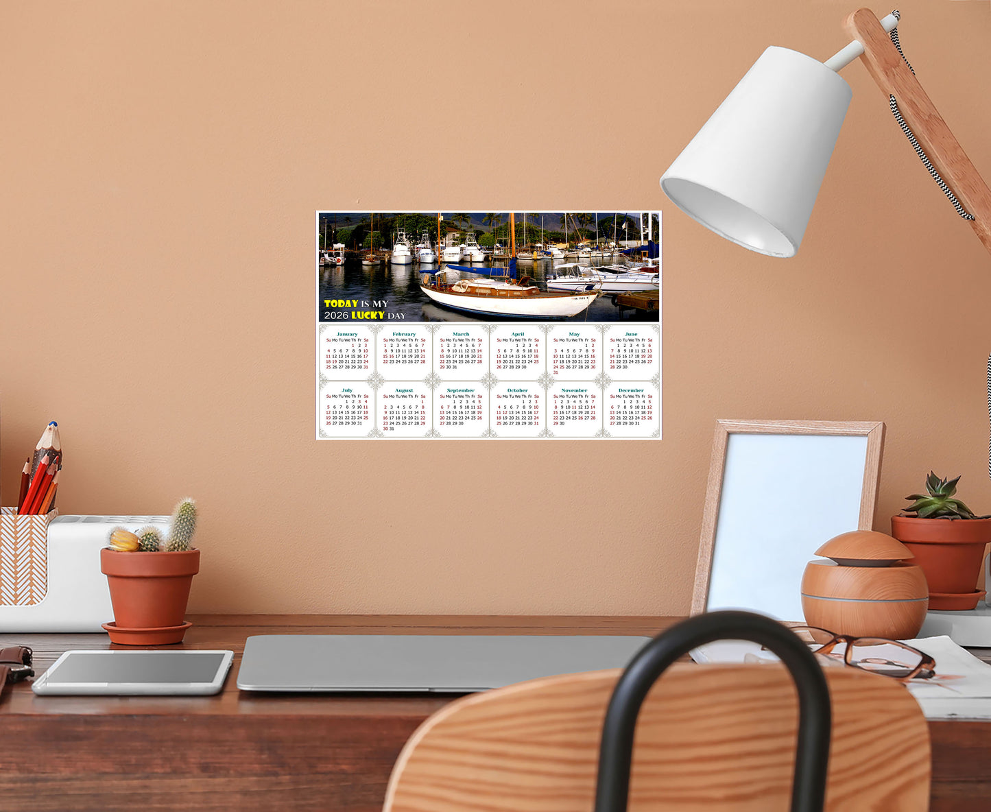 2026 Peel & Stick Calendar - Today is my Lucky Day - Removable, Repositionable - 049 (9"x 6")