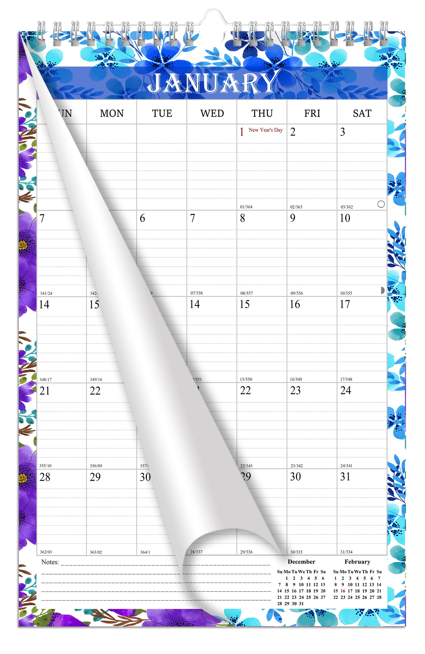 2025-2026 Wall Calendar Spiral-bound Twin-Wire Binding - 18 Months 8.5" x 11" 01