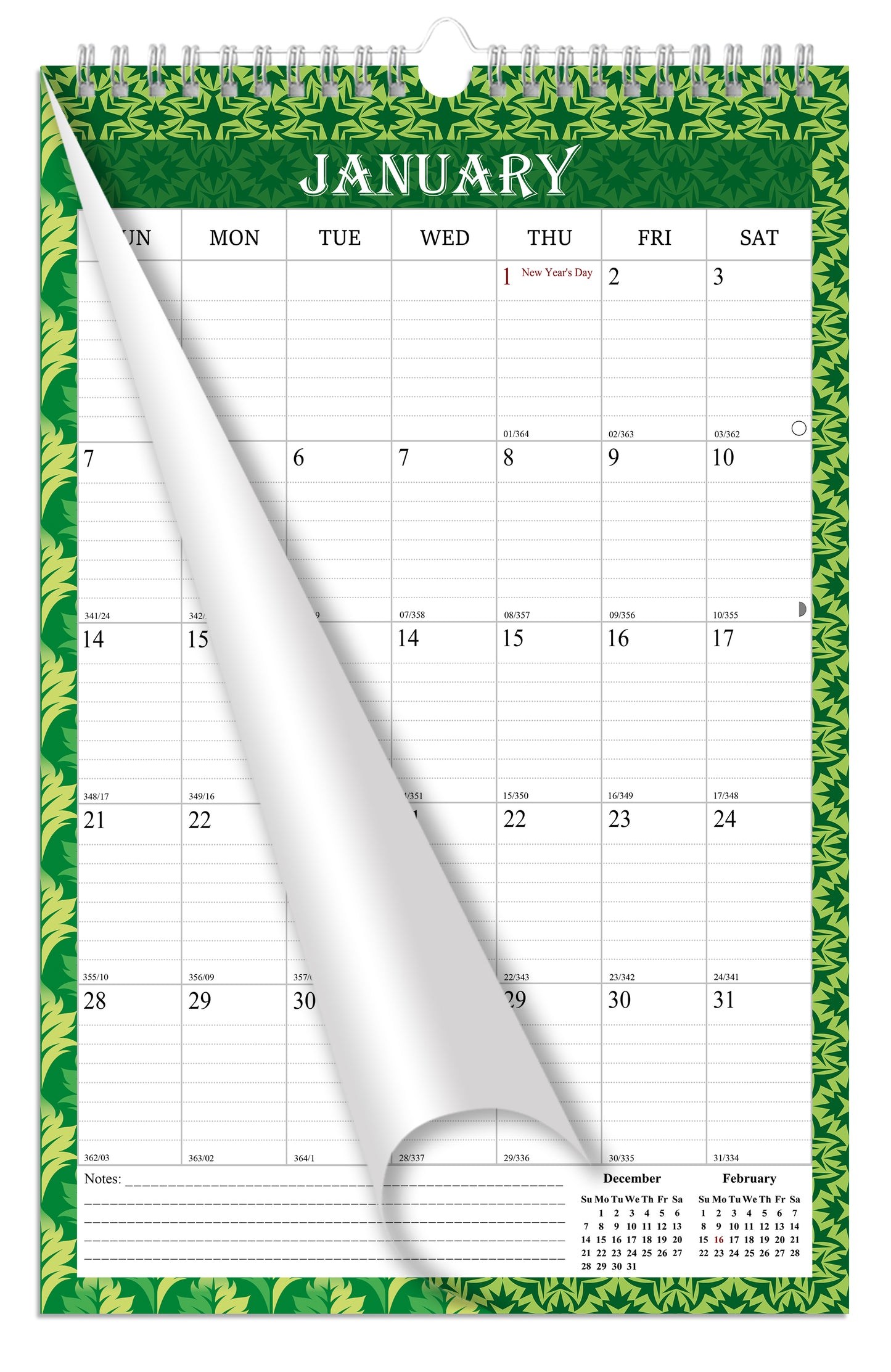 2025-2026 Wall Calendar Spiral-bound Twin-Wire Binding - 18 Months 11" x 17" 013