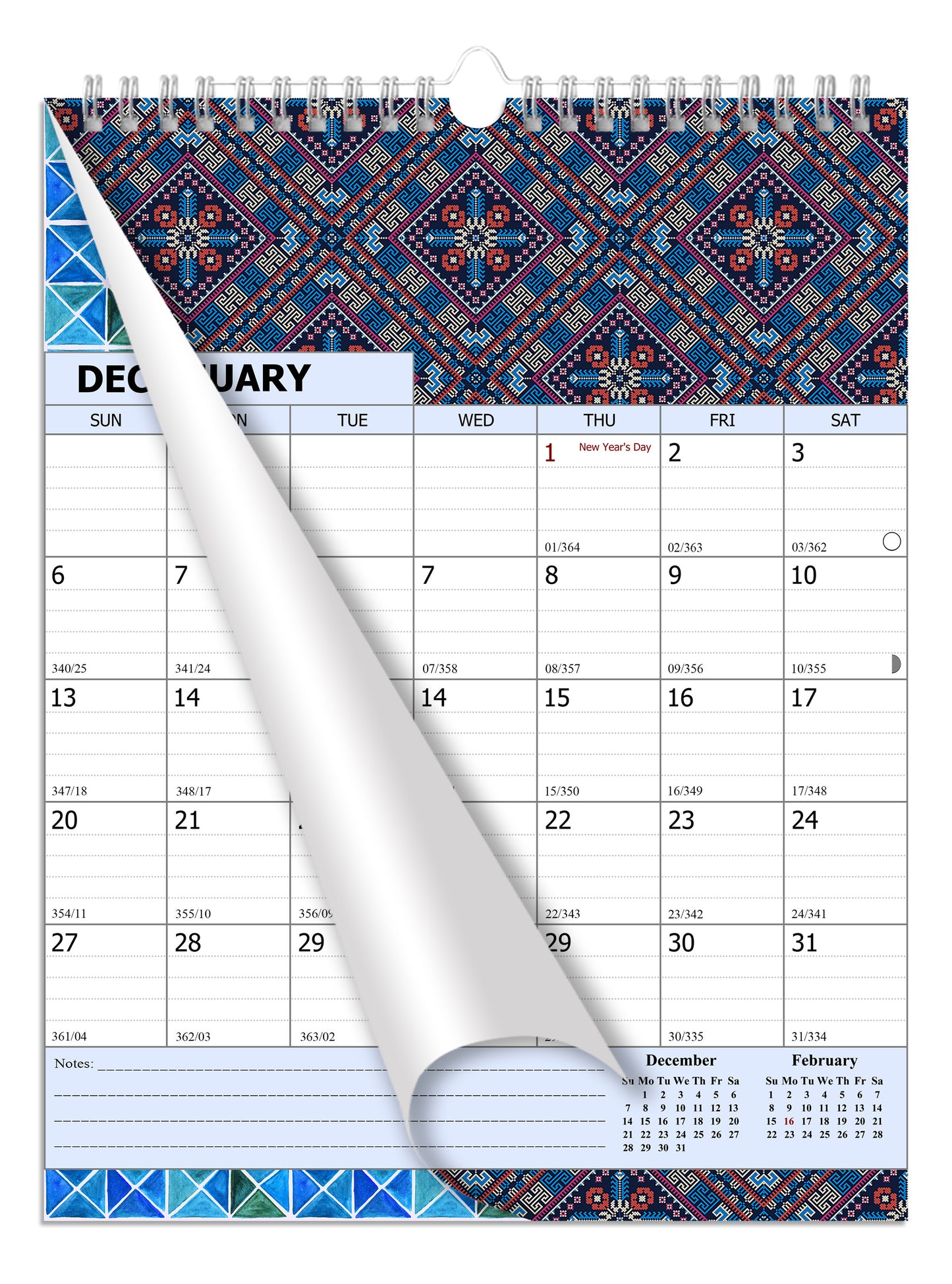 2025-2026 Wall Calendar Spiral-bound Twin-Wire Binding - 18 Months 8.5" x 11" 018