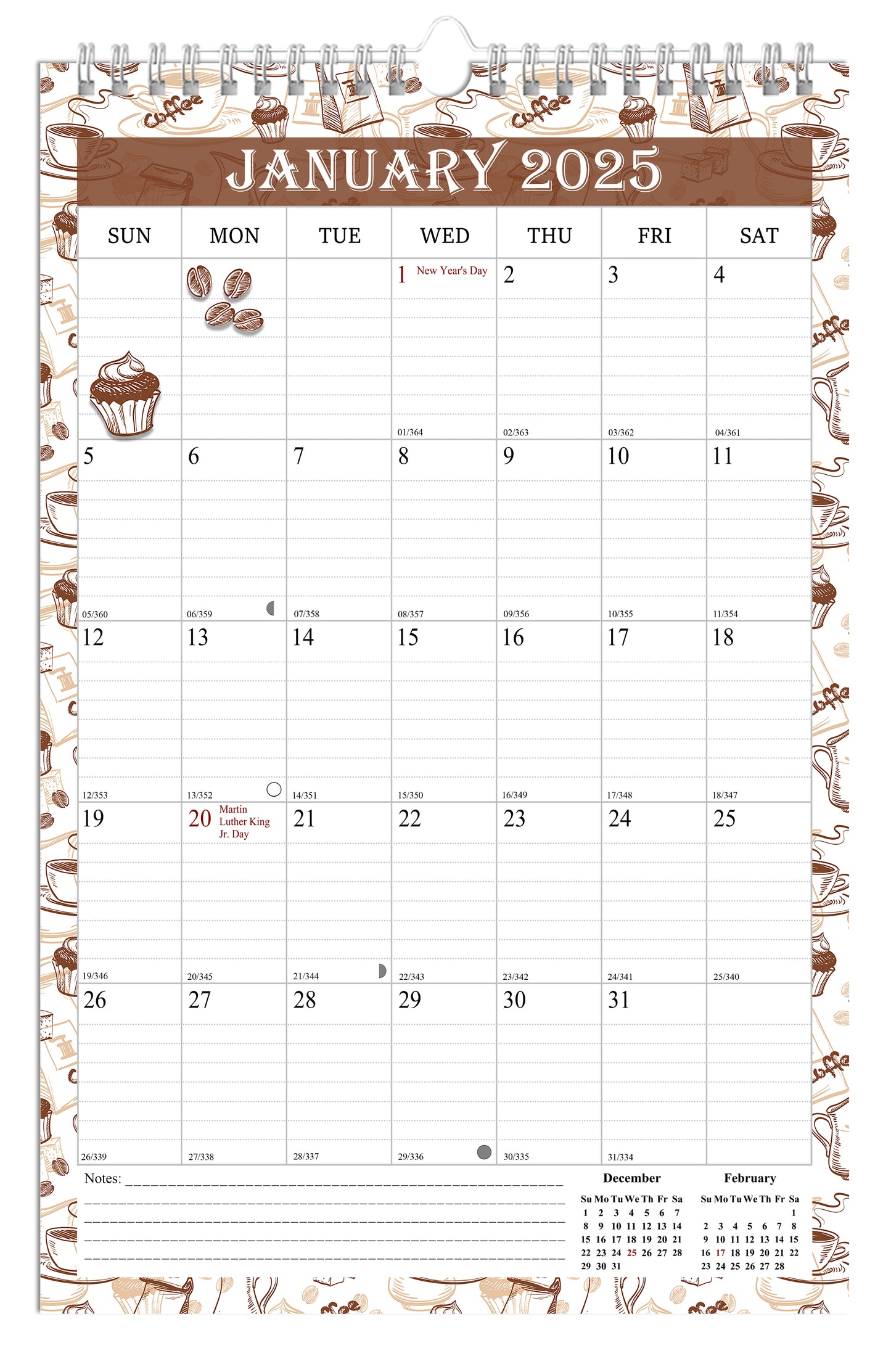 2025 Wall Calendar Spiral-Bound Twin-Wire Binding - 12 Months 10